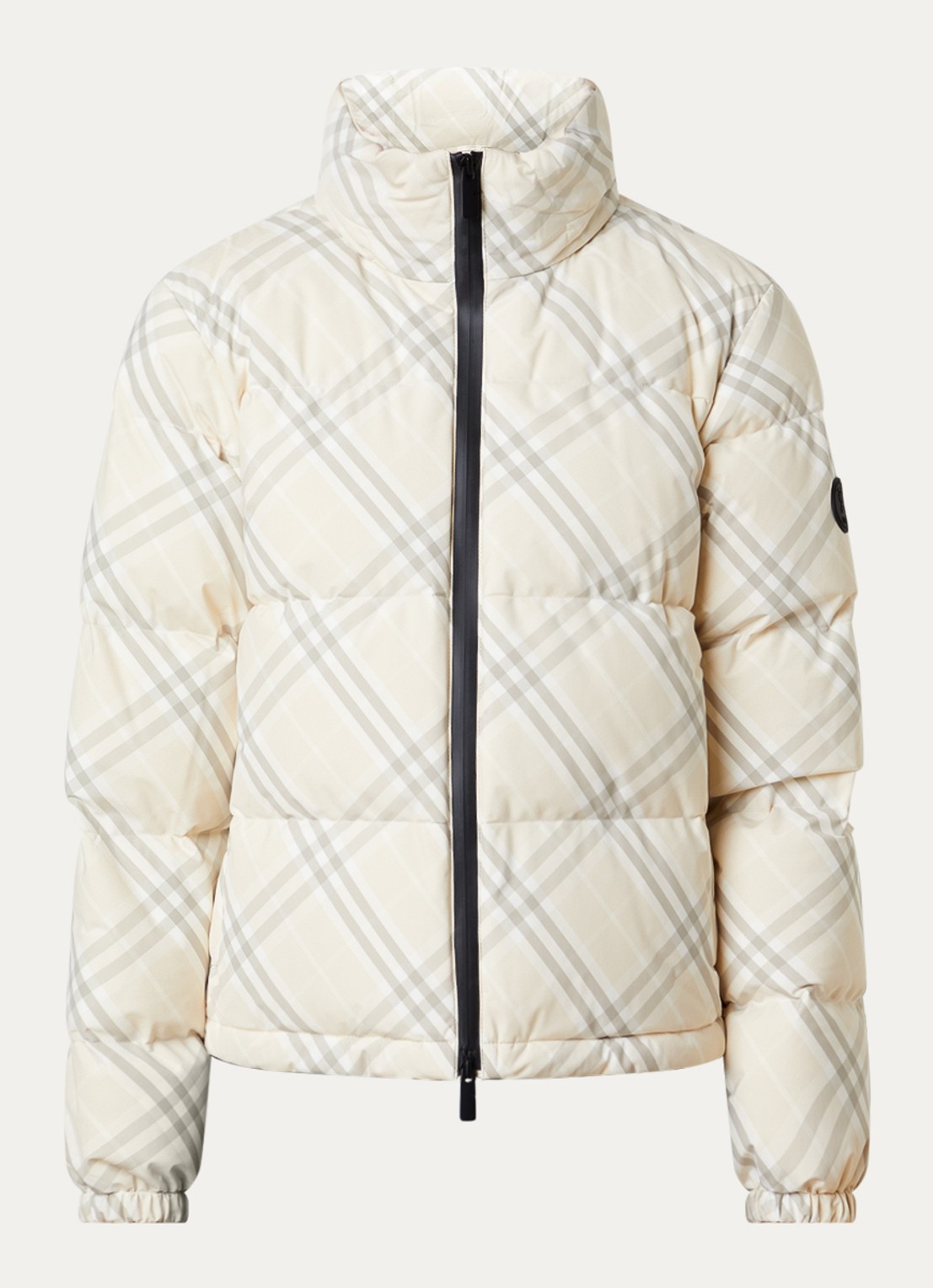 Burberry Ambleside puffer jack met ruitdessin en donsvulling - voorkant creme