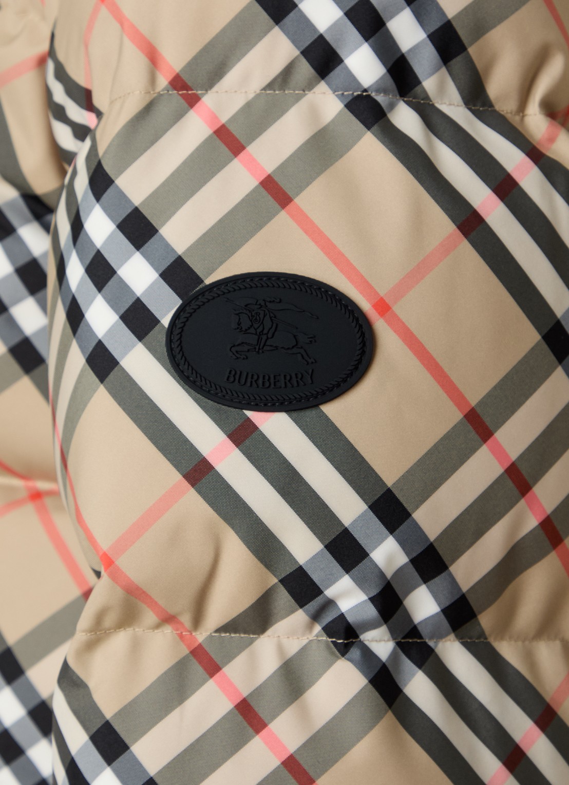 Burberry Ambleside pufferjack met ruitdessin en steekzakken - detail 6 zand