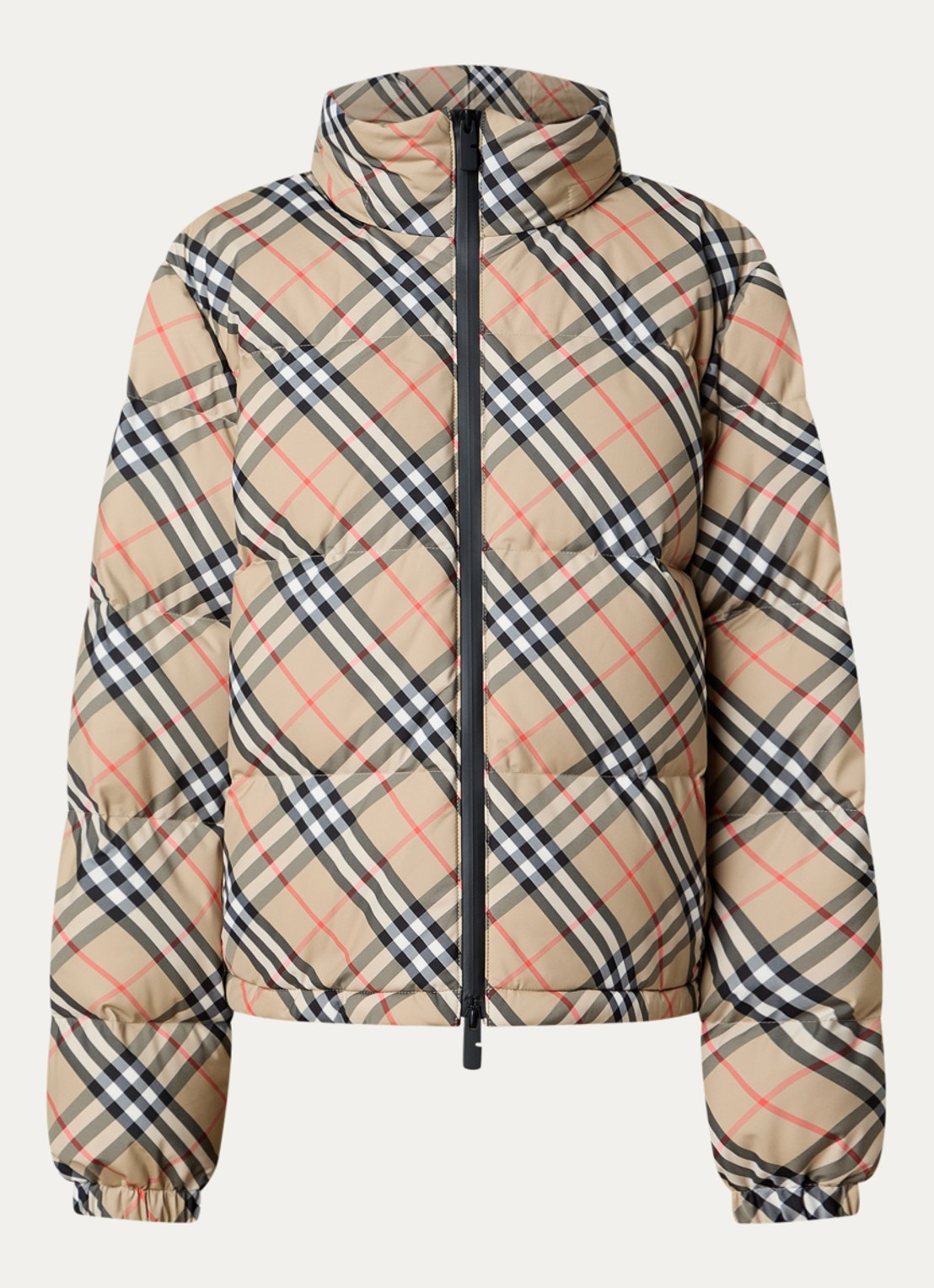 Burberry Ambleside pufferjack met ruitdessin en steekzakken - voorkant 2 zand