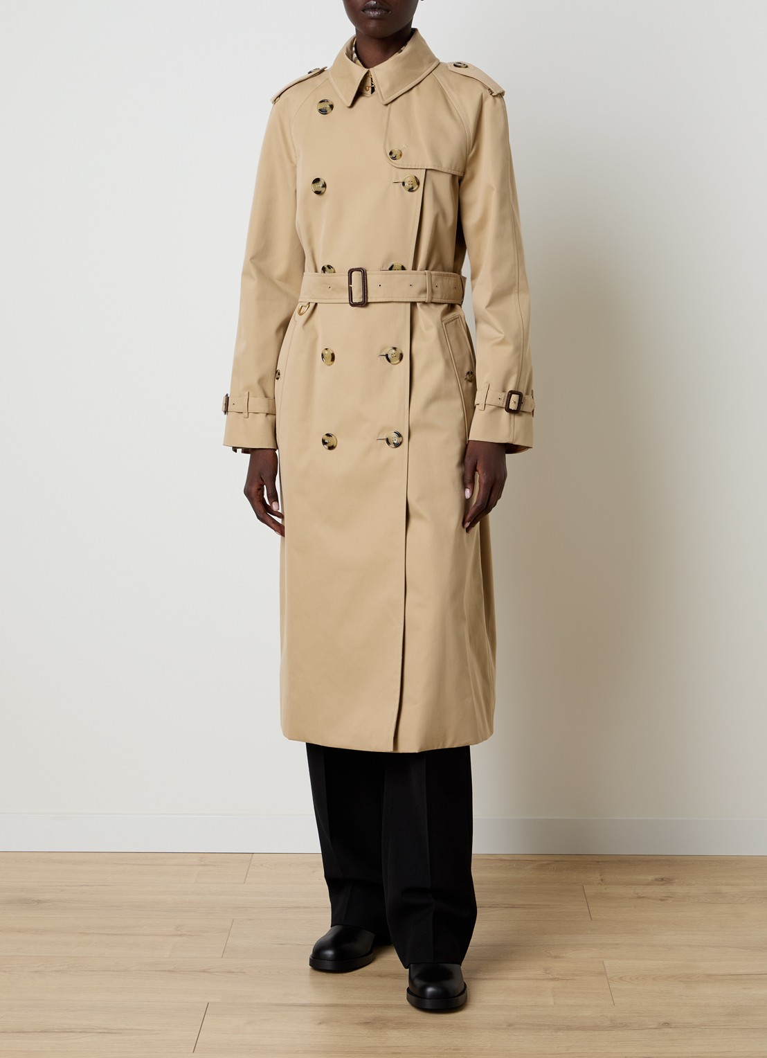 Burberry Asymmetrische trenchcoat met paspelzakken - detail 2 zwart