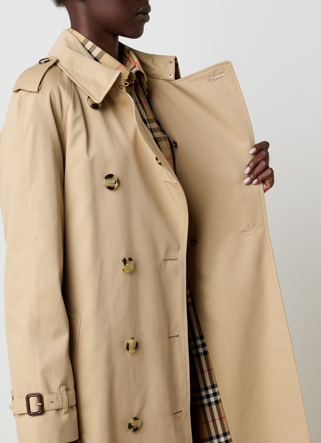 Burberry Asymmetrische trenchcoat met paspelzakken - detail 3 zwart
