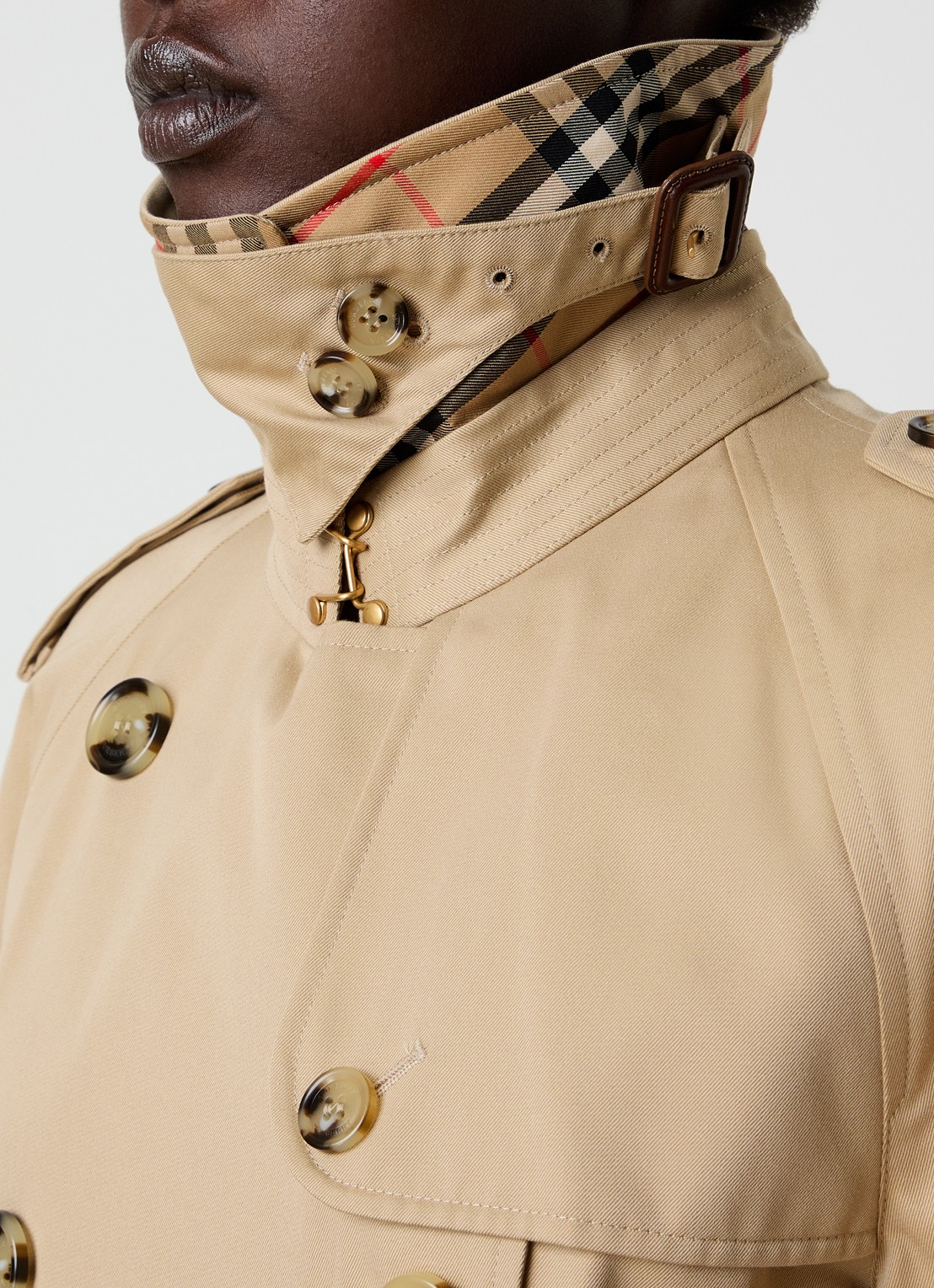 Burberry Asymmetrische trenchcoat met paspelzakken - detail 4 zwart