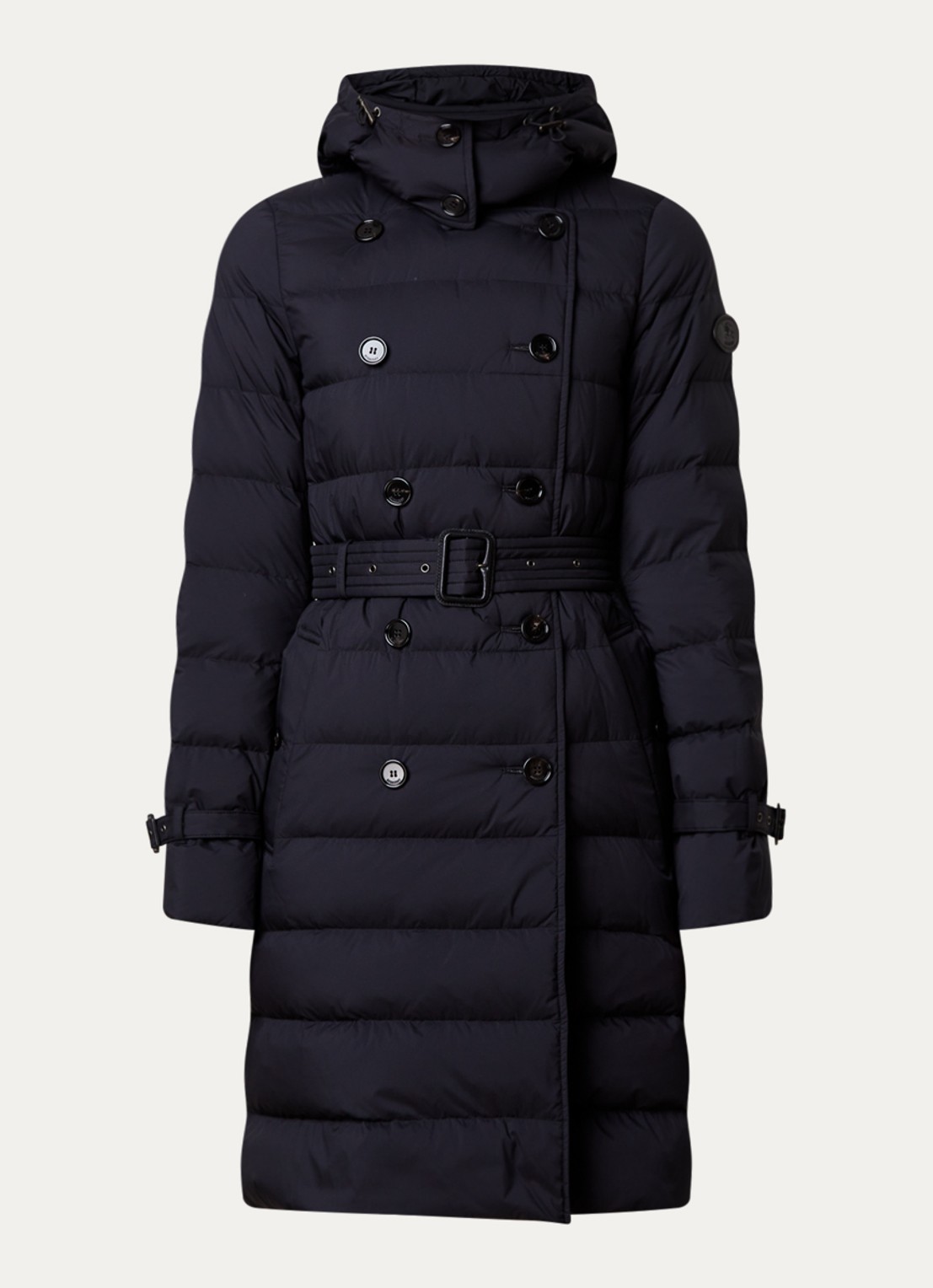 Burberry Audley gewatteerde jas met ceintuur en steekzakken - voorkant 5 zwart