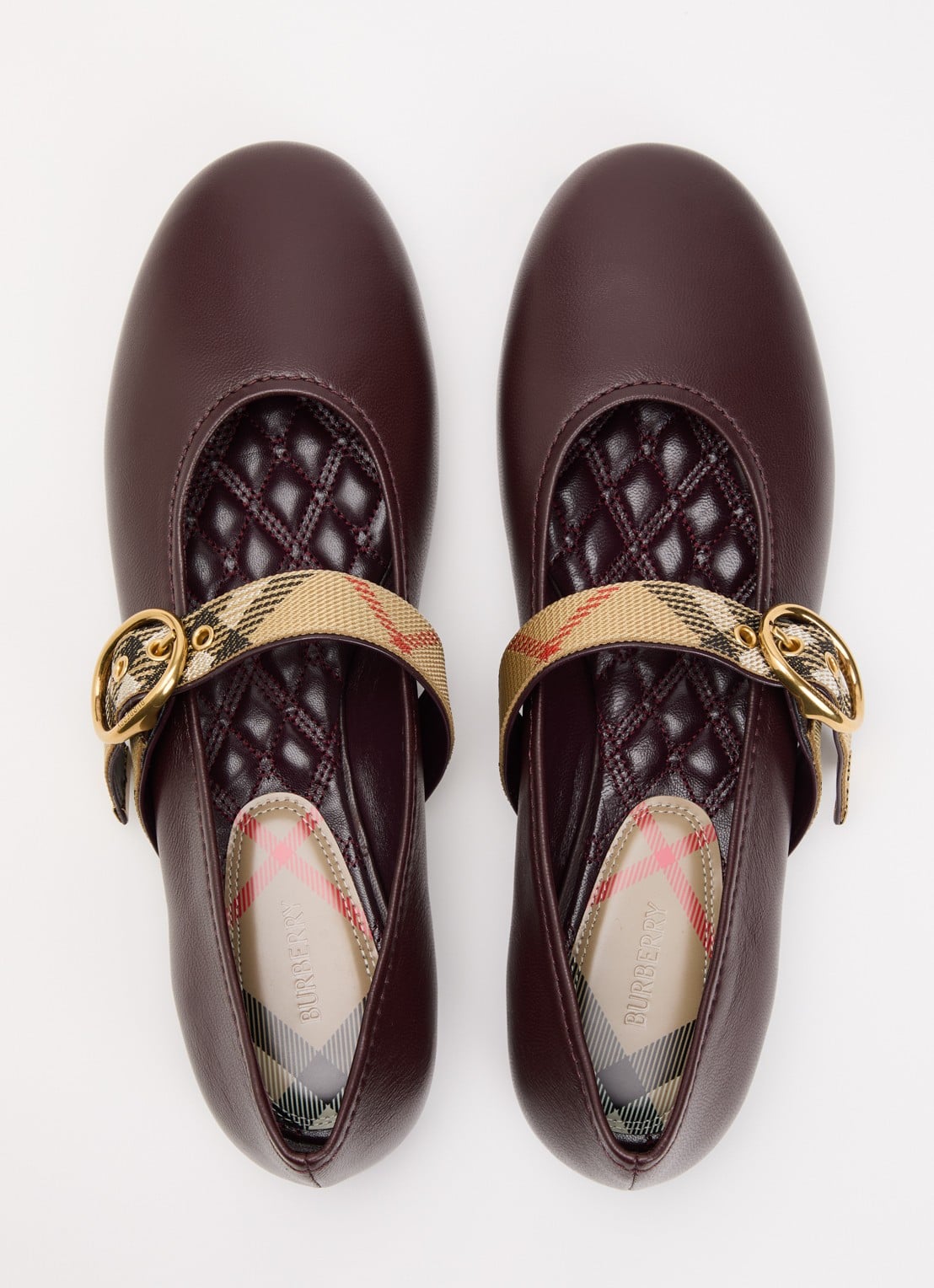 Burberry Ballerina van lamsleer - detail 3 bordeauxrood