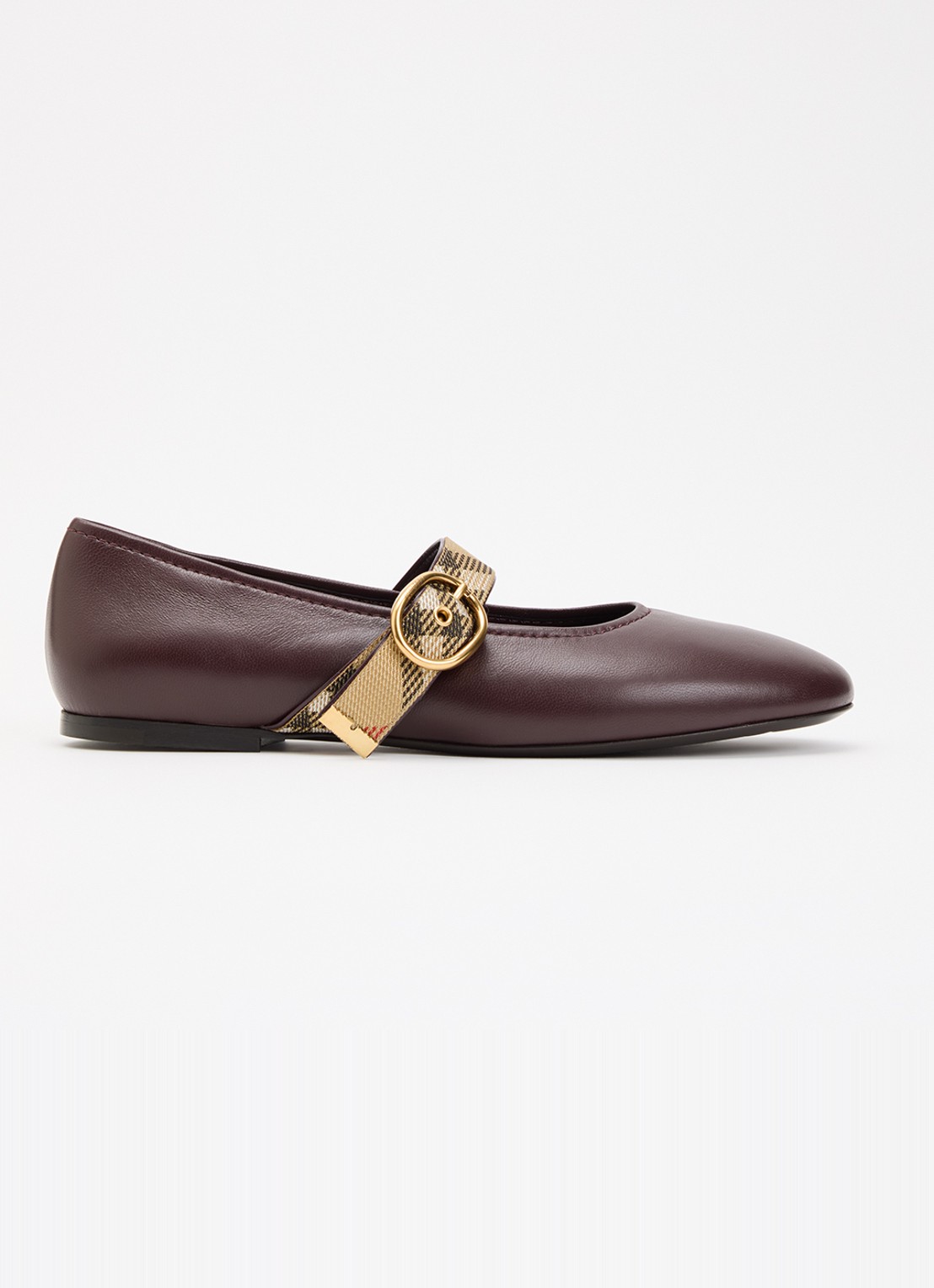 Burberry Ballerina van lamsleer - voorkant 6 bordeauxrood
