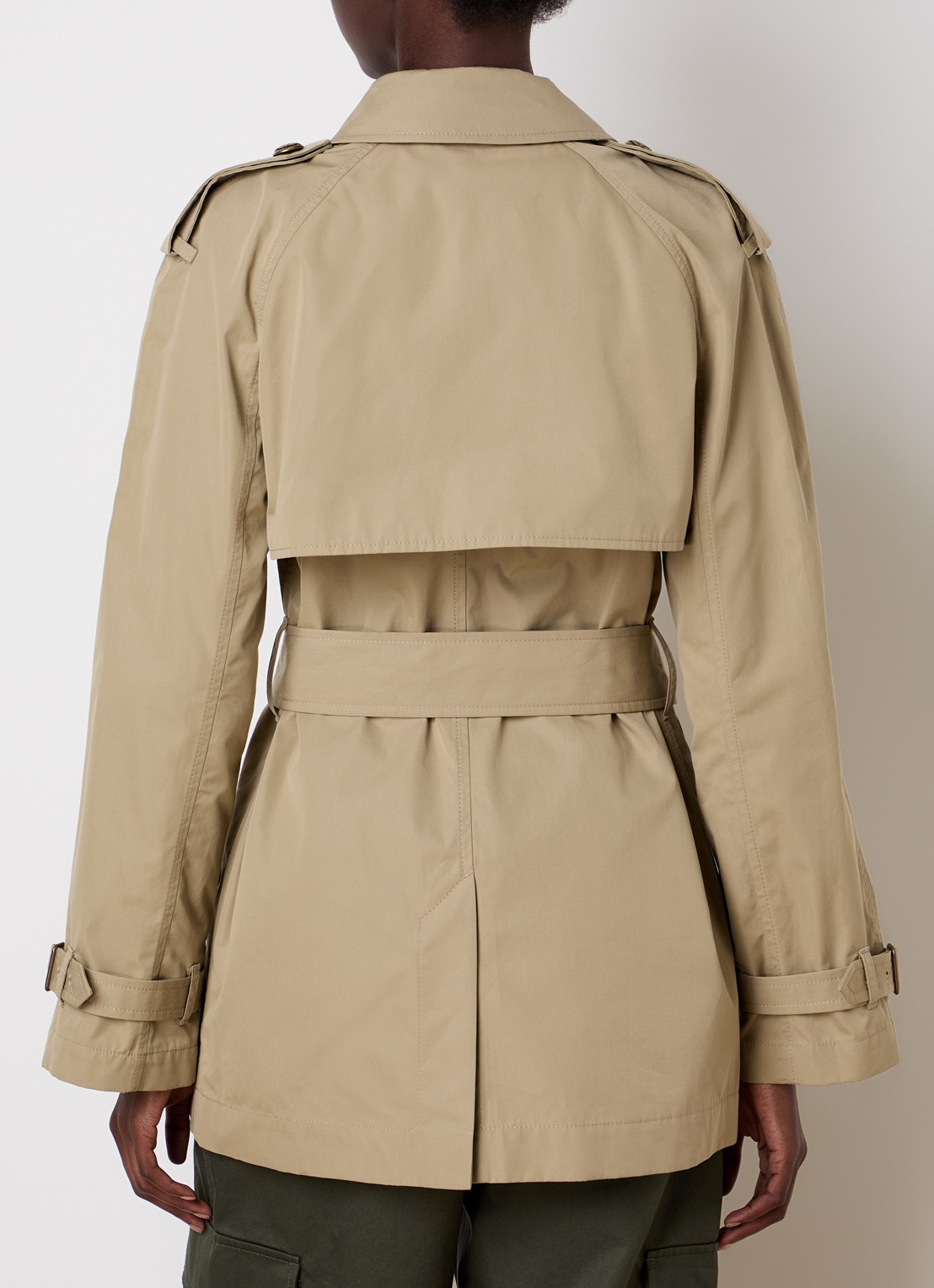 Burberry Belgravia double-breasted trenchcoat met steekzakken en ceintuur - achterkant 6 khaki