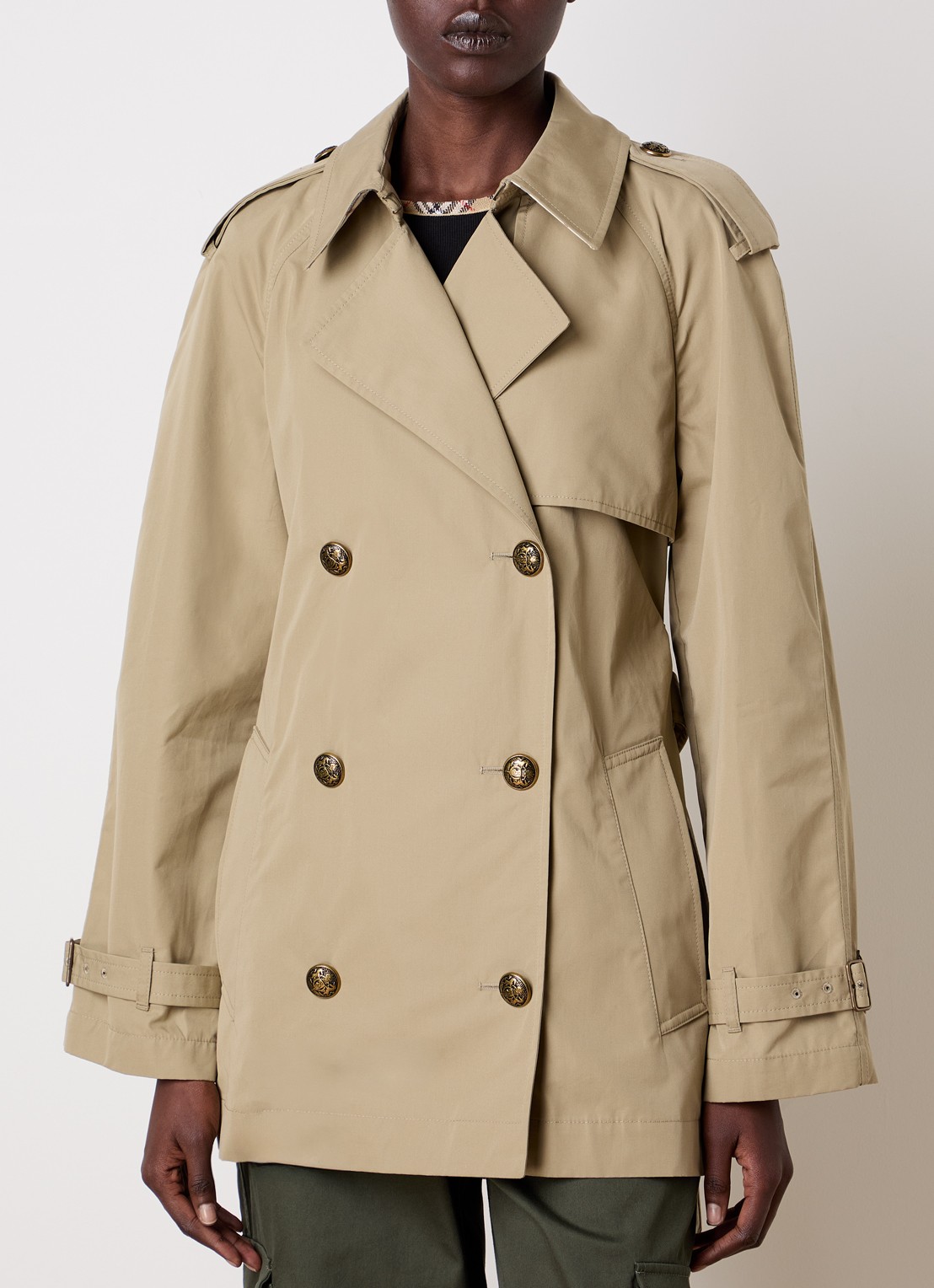 Burberry Belgravia double-breasted trenchcoat met steekzakken en ceintuur - detail 3 khaki