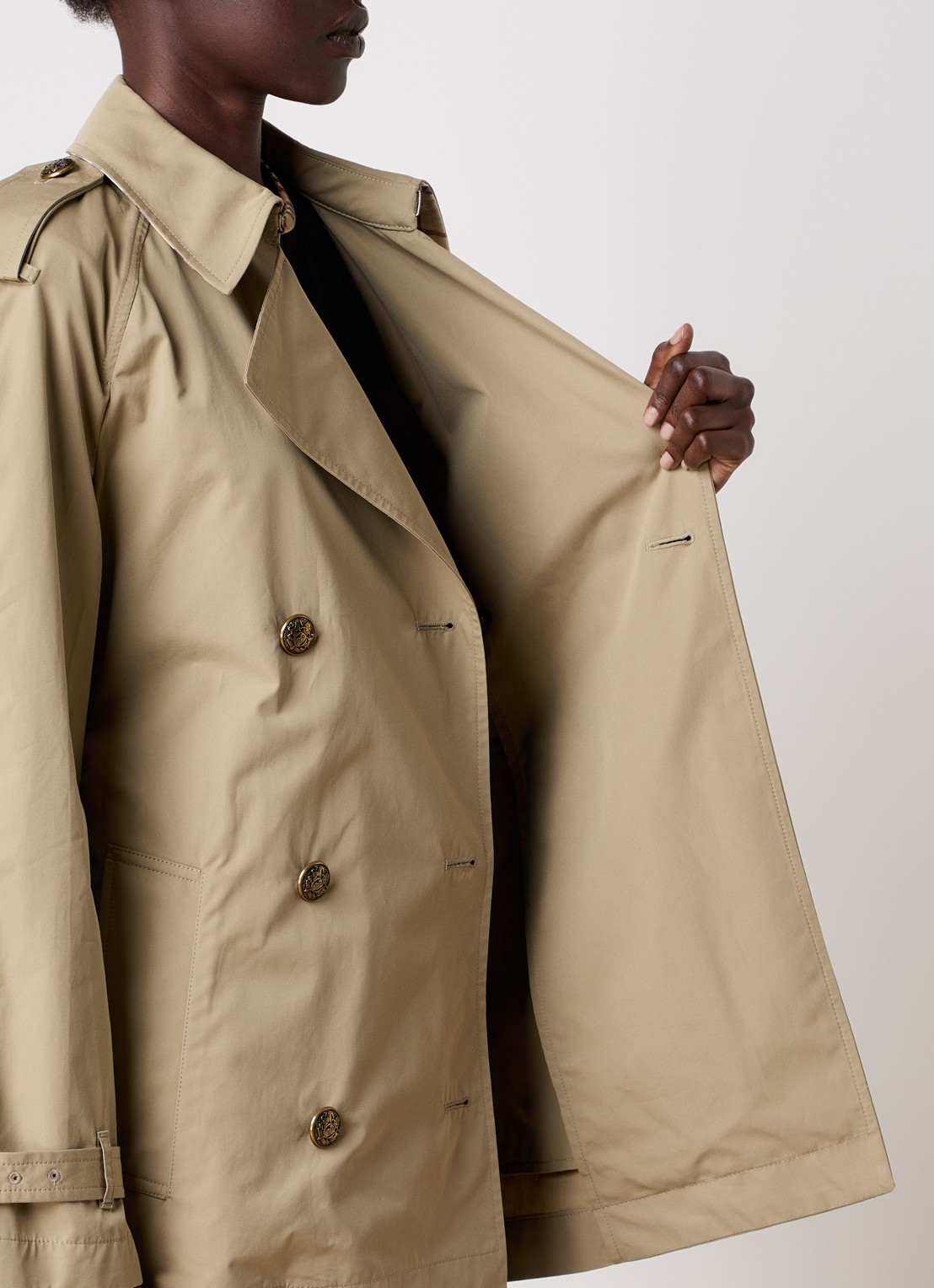 Burberry Belgravia double-breasted trenchcoat met steekzakken en ceintuur - detail 4 khaki