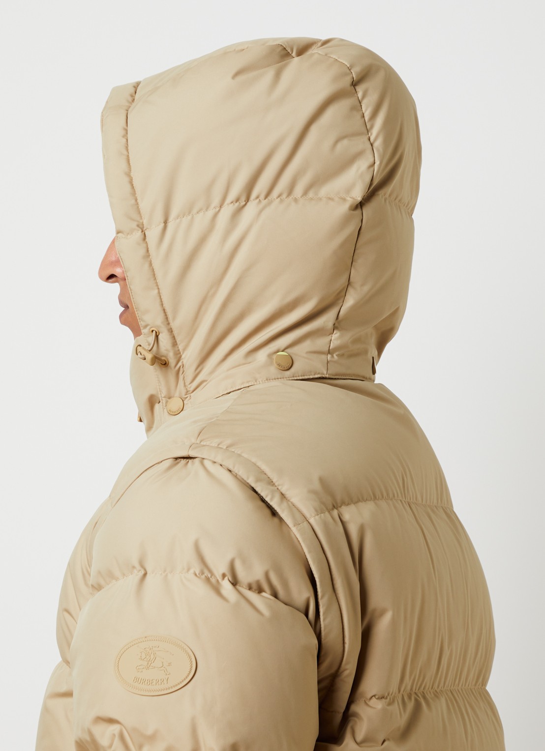 Burberry Bideford puffer jack met donsvulling - detail 7 khaki