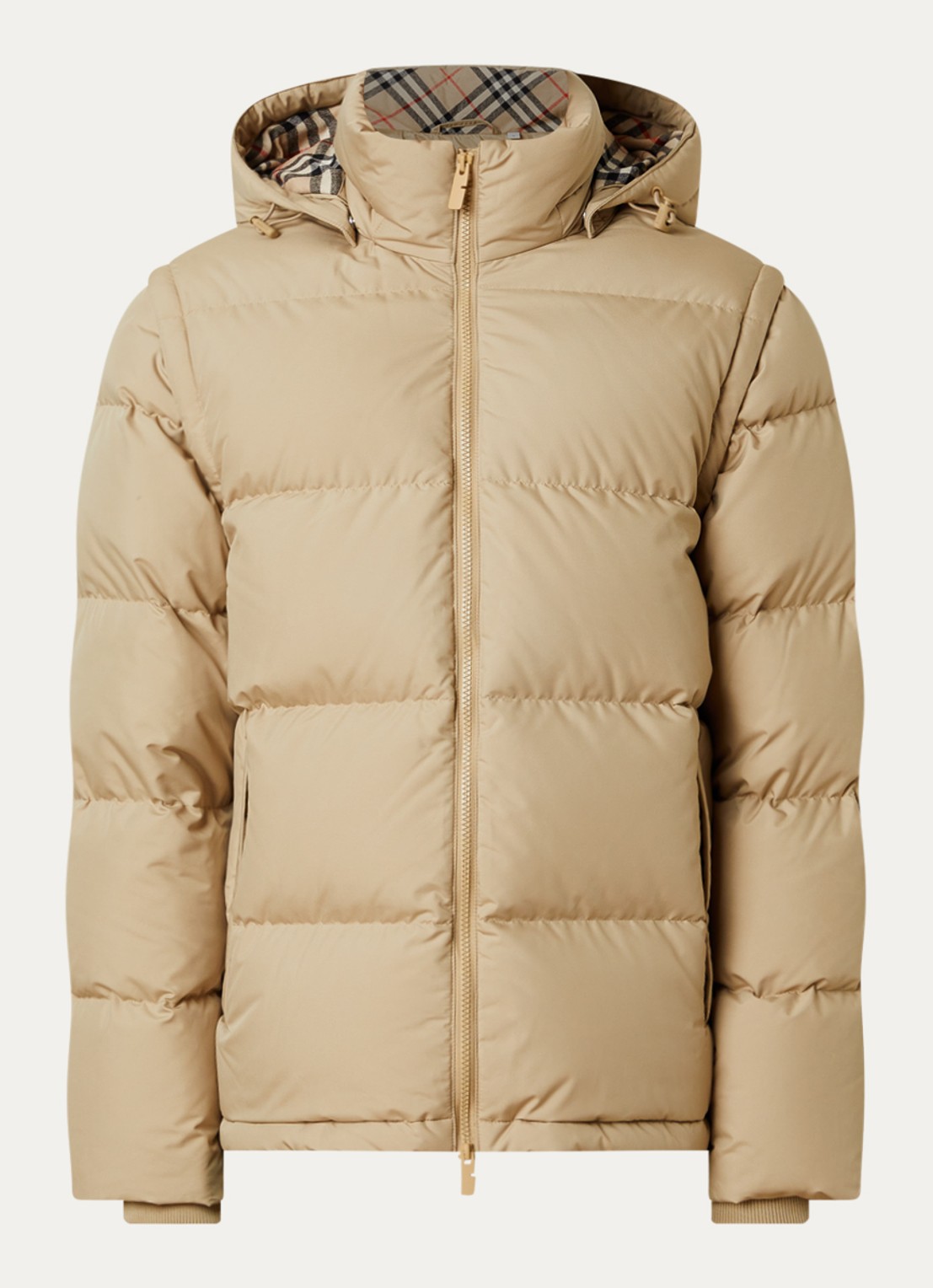 Burberry Bideford puffer jack met donsvulling - voorkant 2 khaki