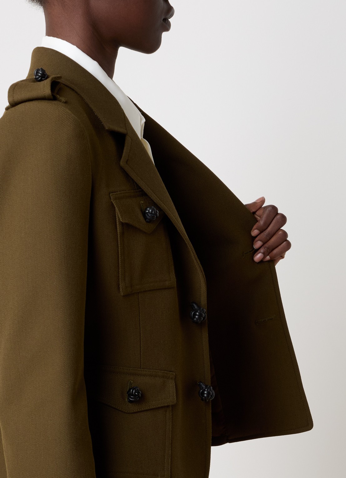 Burberry Blazer in wolblend met klepzakken - detail 2 bronsgroen