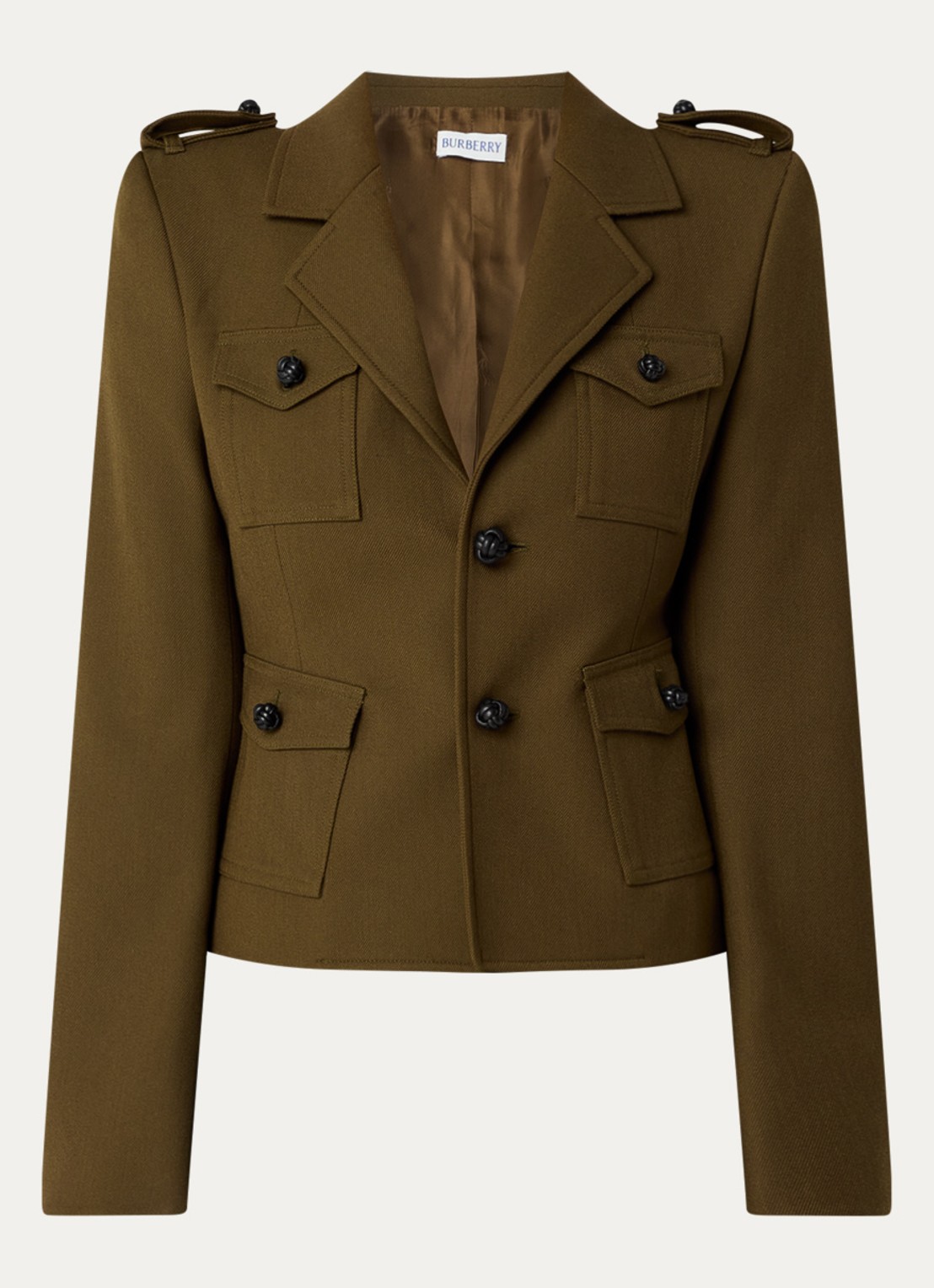 Burberry Blazer in wolblend met klepzakken - voorkant 4 bronsgroen