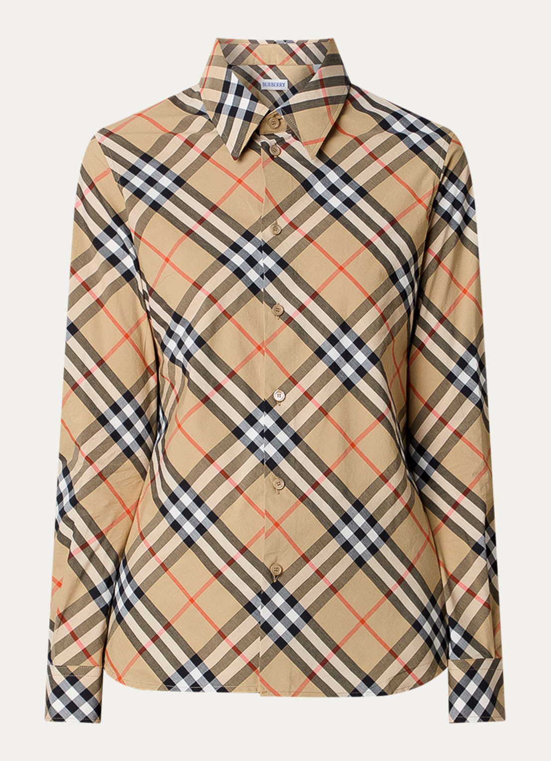 Burberry Blouse met ruitdessin - voorkant 2 zand