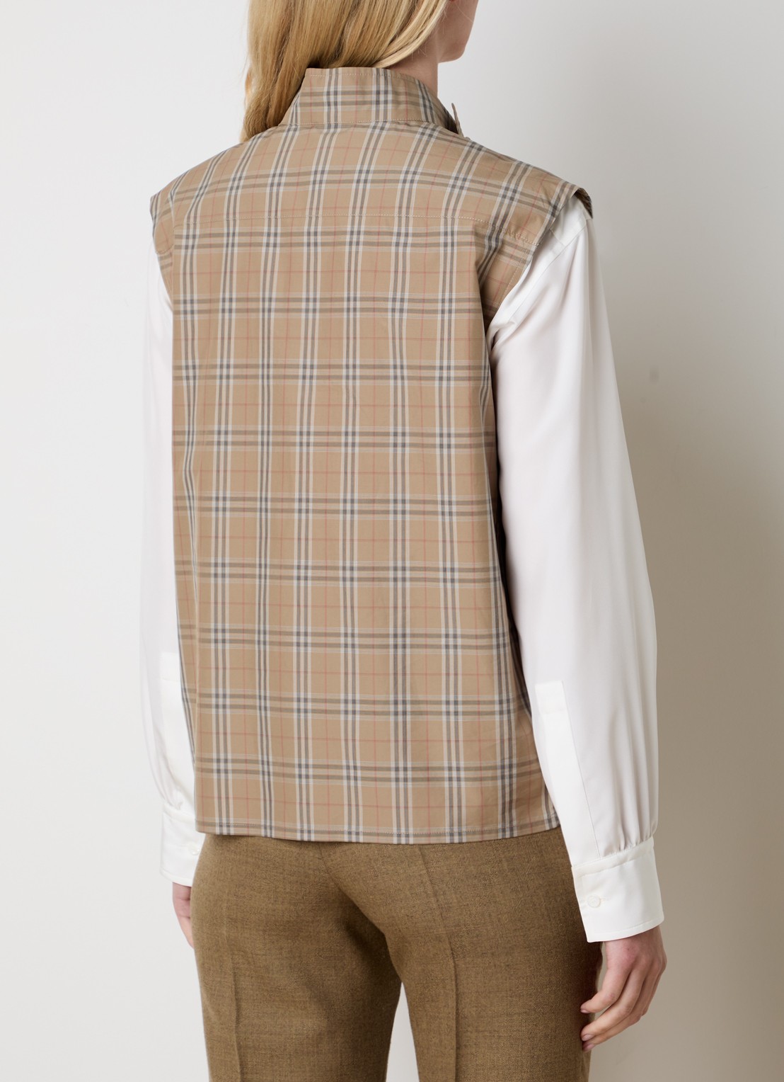 Burberry Blouse met ruitdessin - achterkant zand
