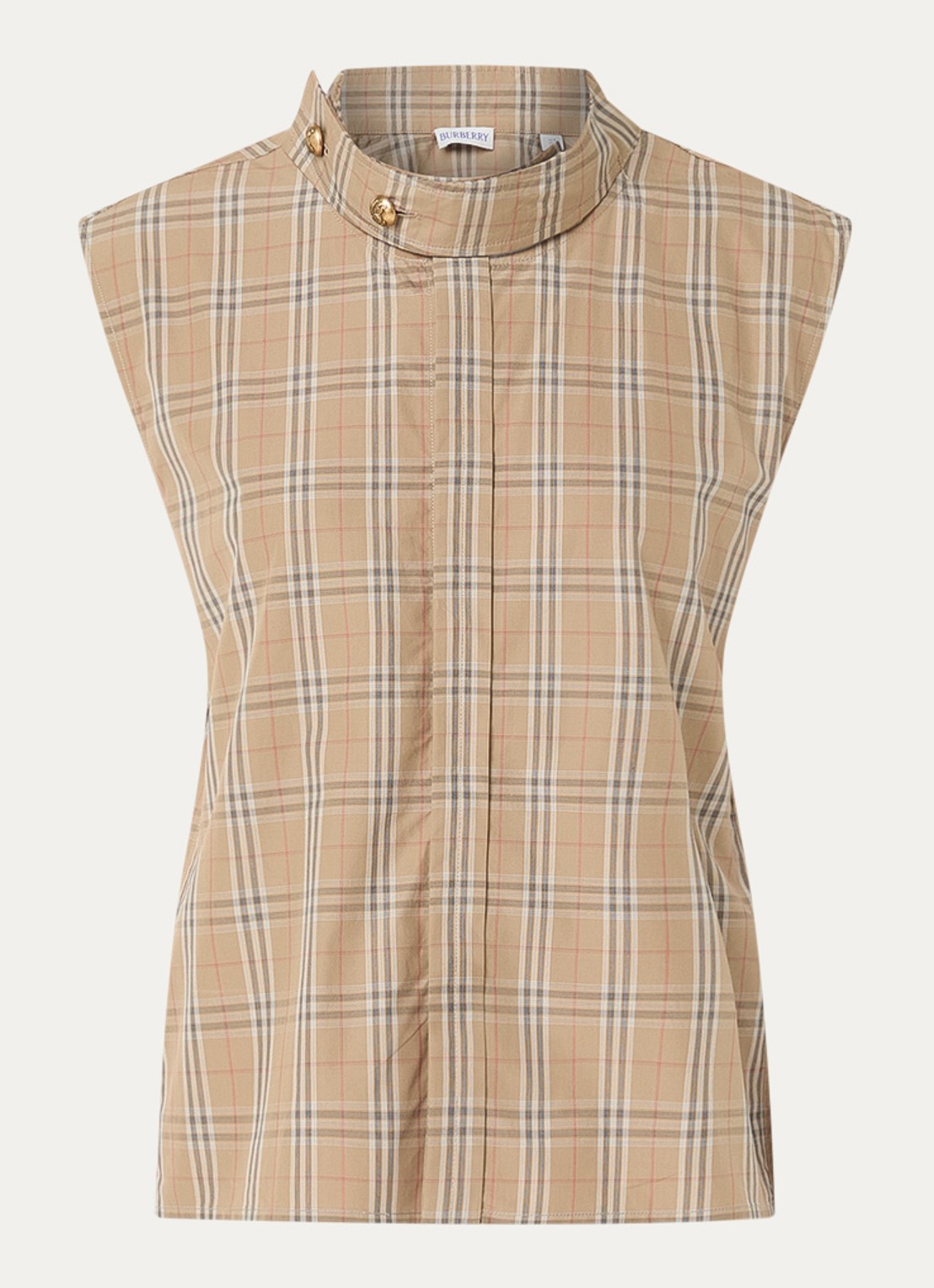 Burberry Blouse met ruitdessin - voorkant 2 zand
