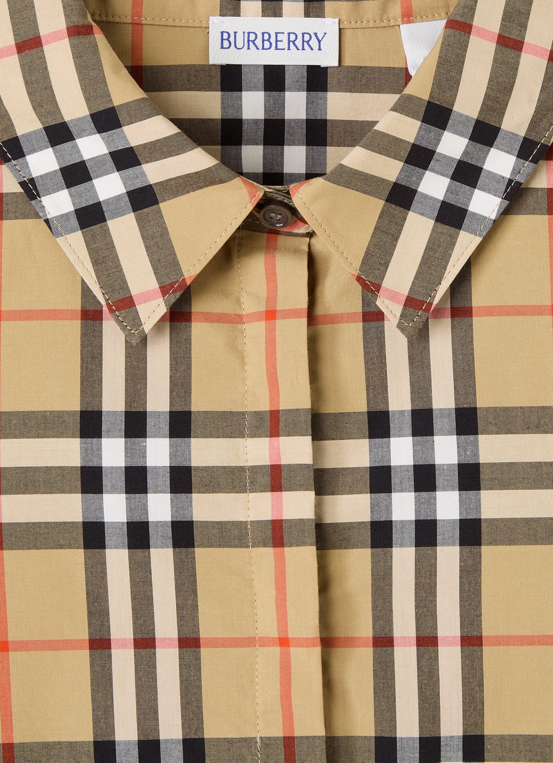 Burberry Blousejurk met ruitdessin - detail zand