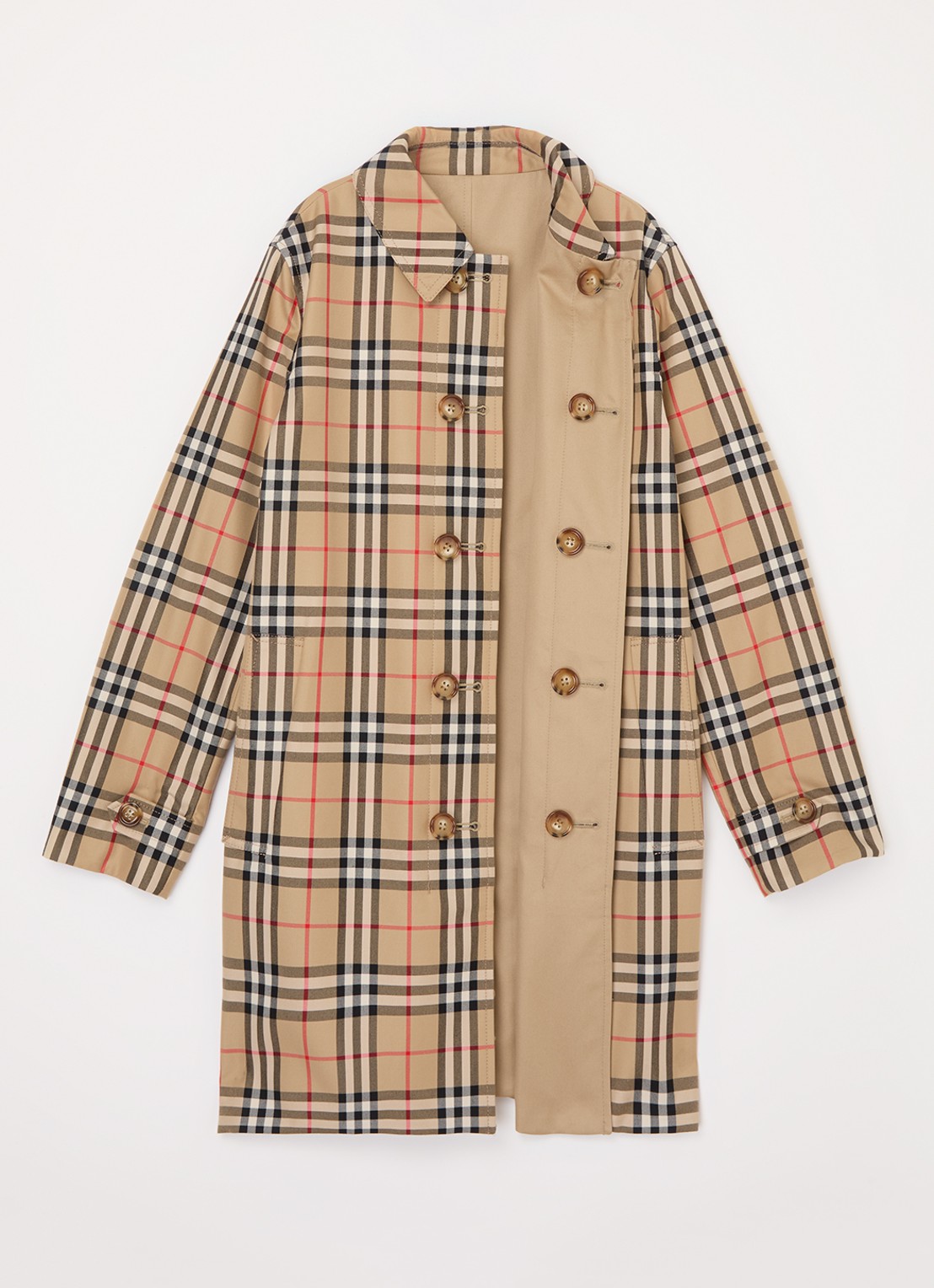Burberry Braxton reversible trenchcoat met ruitdessin - detail beige