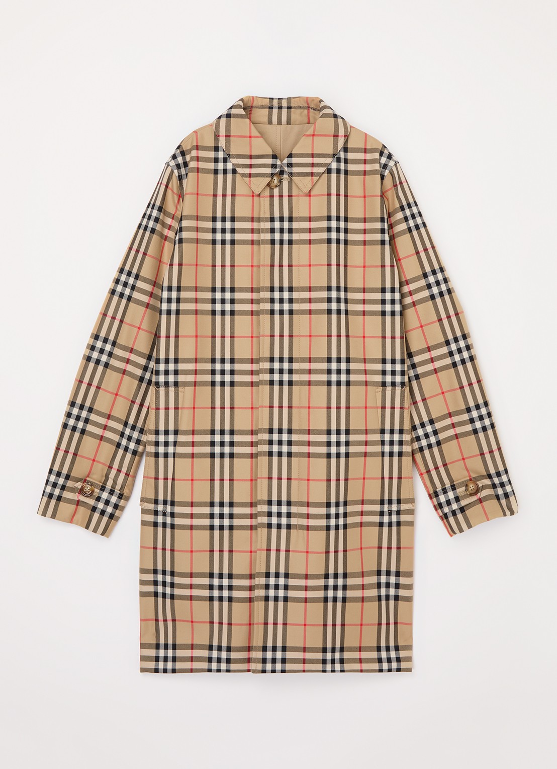 Burberry Braxton reversible trenchcoat met ruitdessin - voorkant 2 beige