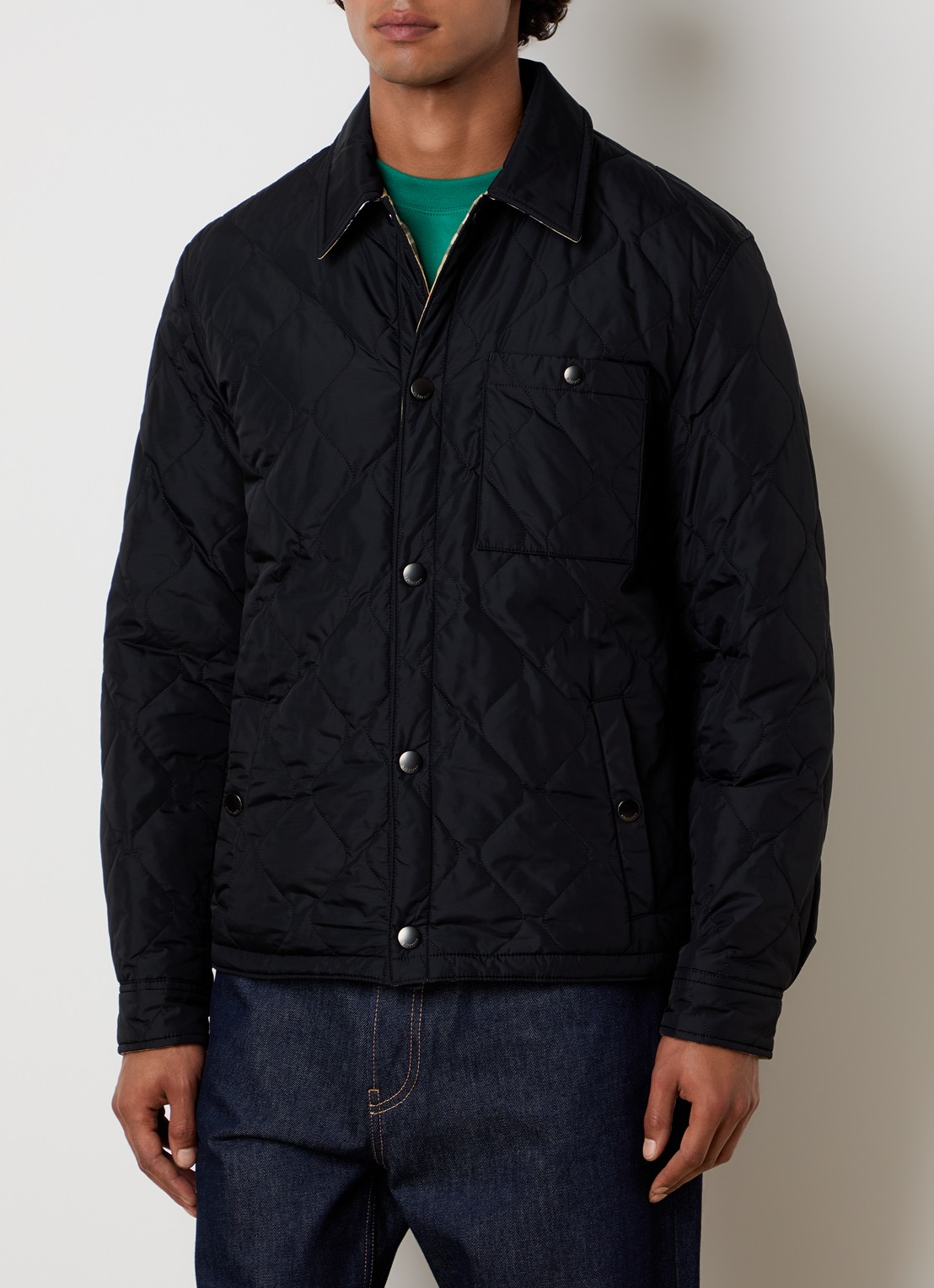 Burberry Brighton quilted jack met steekzakken - detail 4 zwart