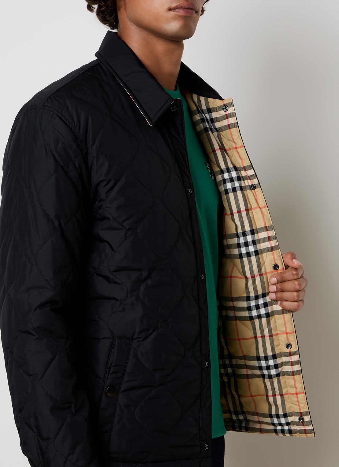Burberry Brighton quilted jack met steekzakken - detail 5 zwart