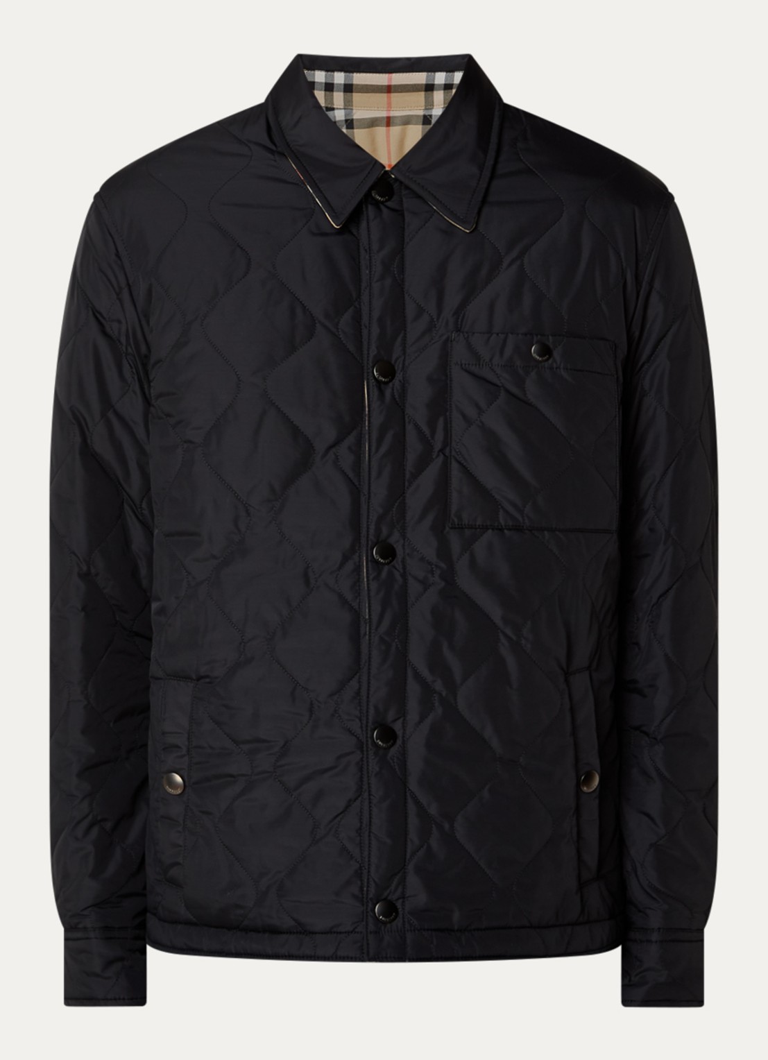 Burberry Brighton quilted jack met steekzakken - voorkant zwart
