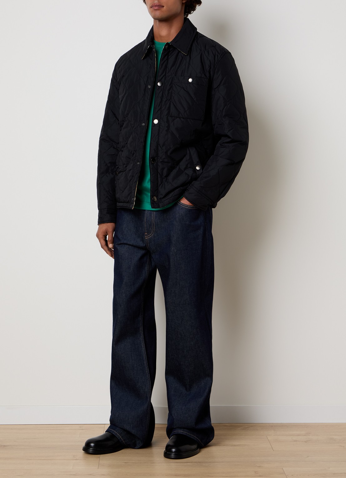 Burberry Brighton quilted jack met steekzakken - voorkant 3 zwart