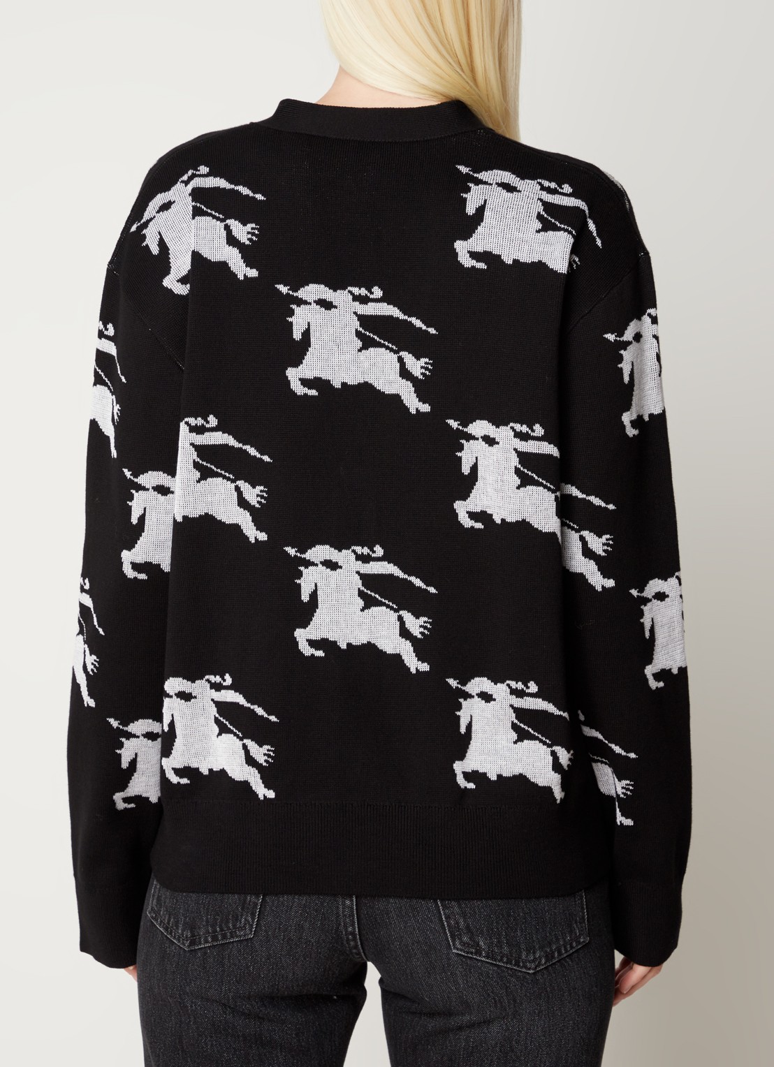Burberry Brittany fijngebreid vest in zijdeblend met logoprint - achterkant 5 zwart