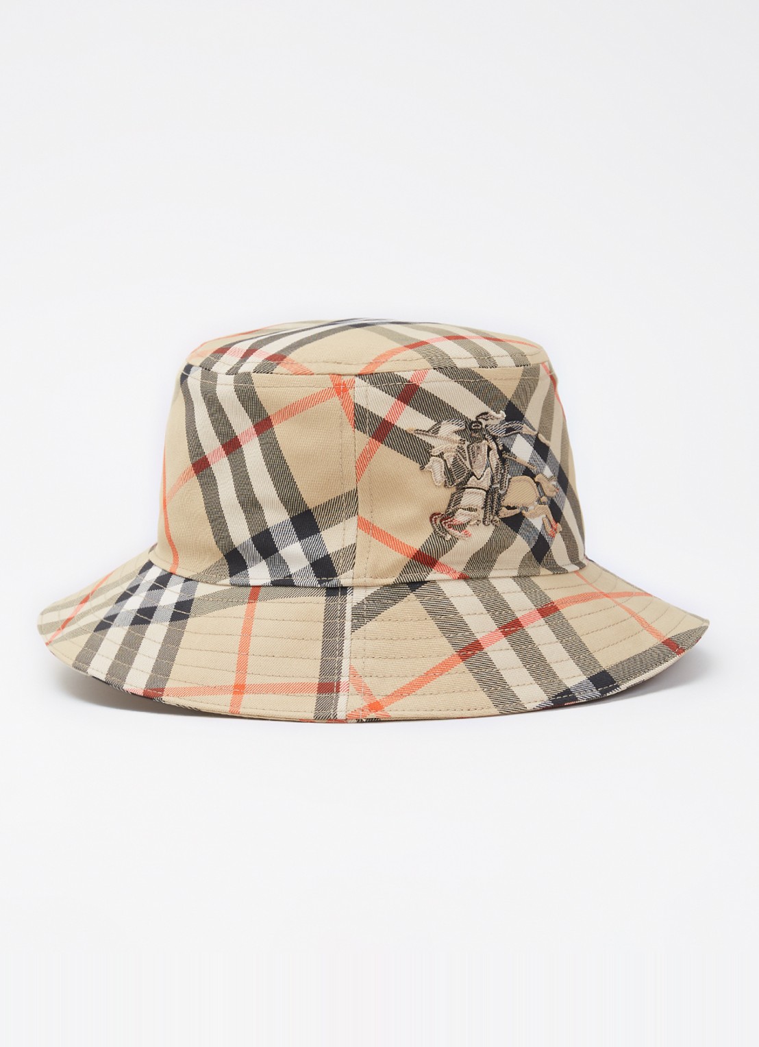 Burberry Bucket hoed met ruitdessin - voorkant beige