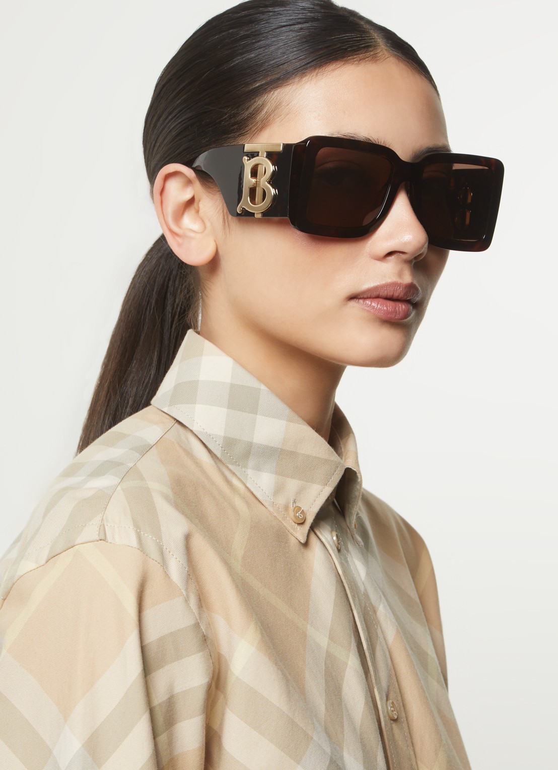 Burberry Butterfly zonnebril BE4406U - voorkant 2 donkerbruin