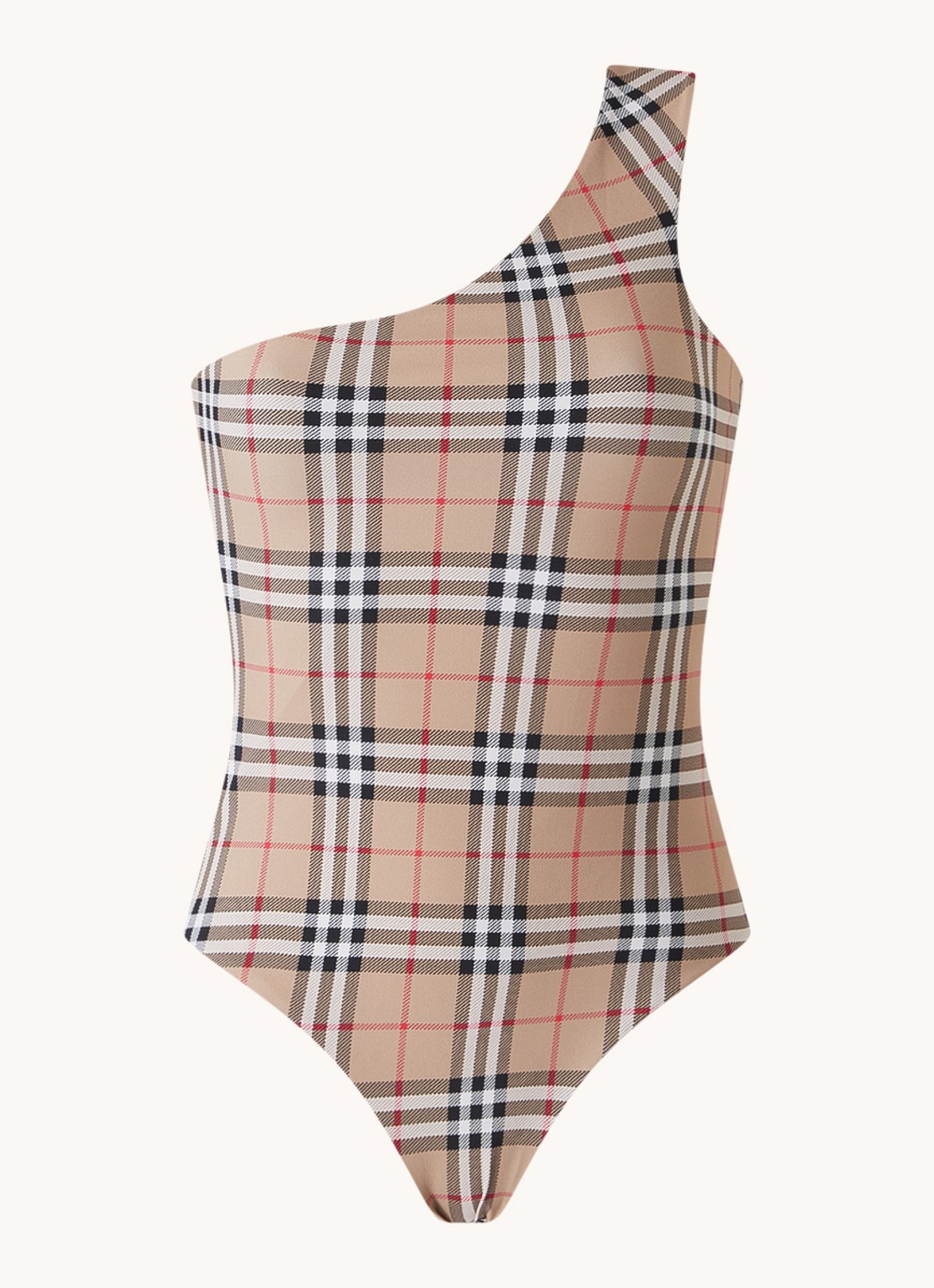 Burberry Candice one shoulder badpak met ruitdessin - voorkant 2 beige