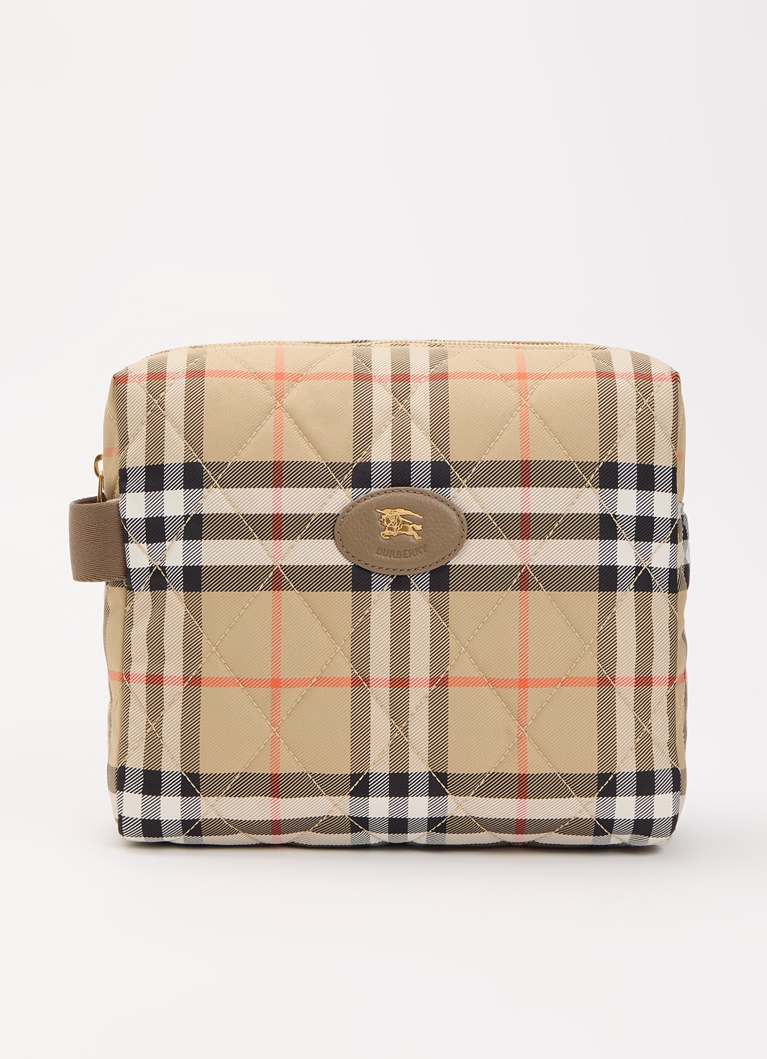 Burberry Cardiff toilettas met ruitdessin - voorkant zand