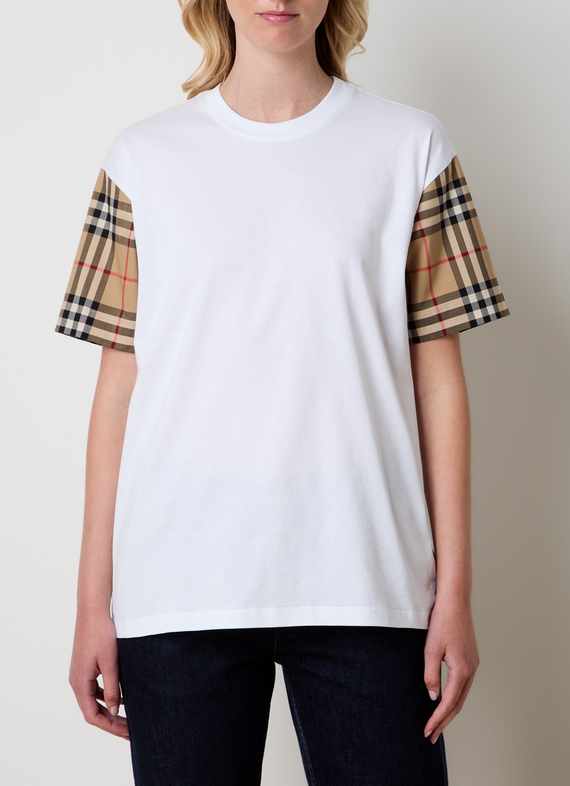 Burberry Carrick T-shirt met ruitdessin - detail wit