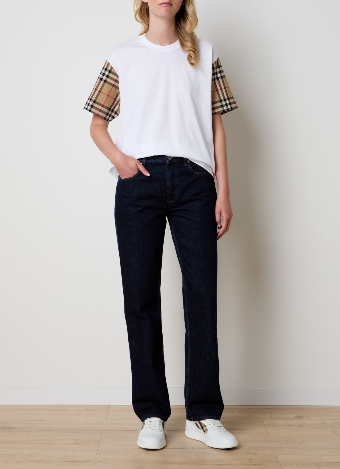 Burberry Carrick T-shirt met ruitdessin - voorkant 4 wit