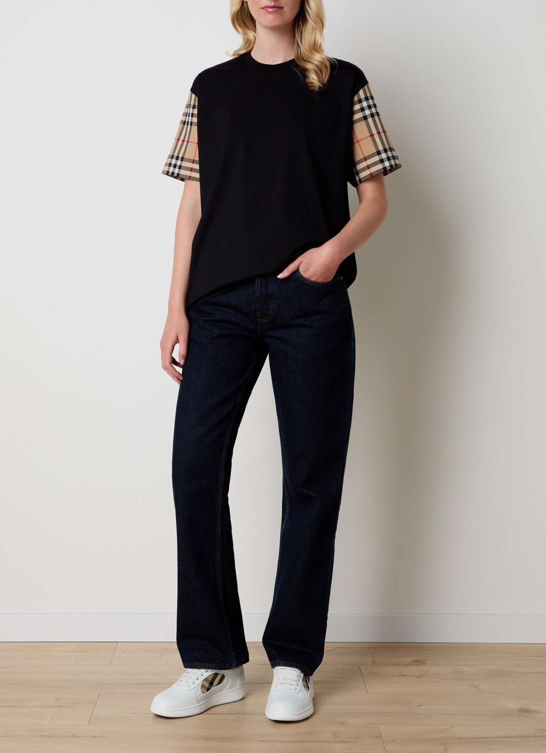 Burberry Carrick T-shirt met ruitdessin - voorkant 5 zwart