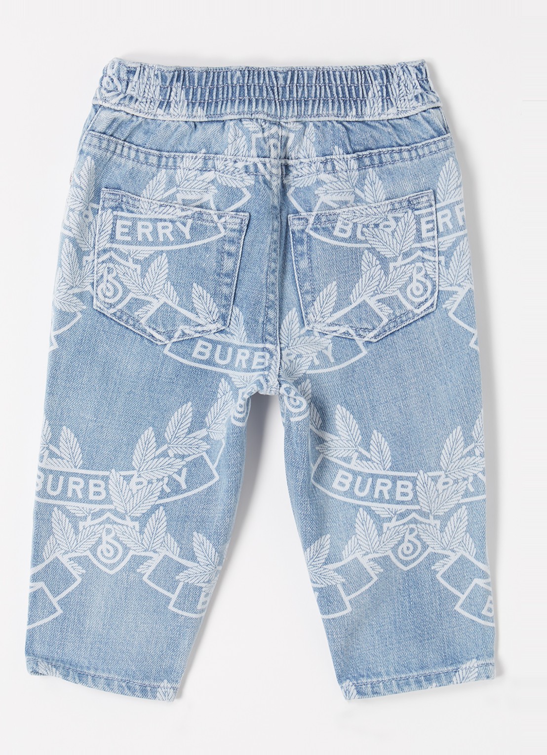 Burberry Carven tapered fit jeans met logoprint - voorkant 2 lichtblauw