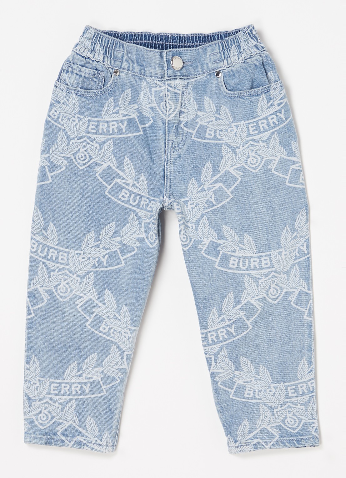Burberry Carven tapered fit jeans met logoprint - voorkant indigo