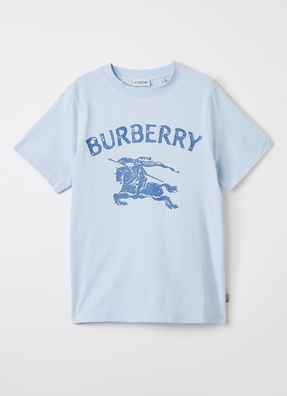 Burberry Cedar T-shirt met logoborduring - voorkant lichtblauw