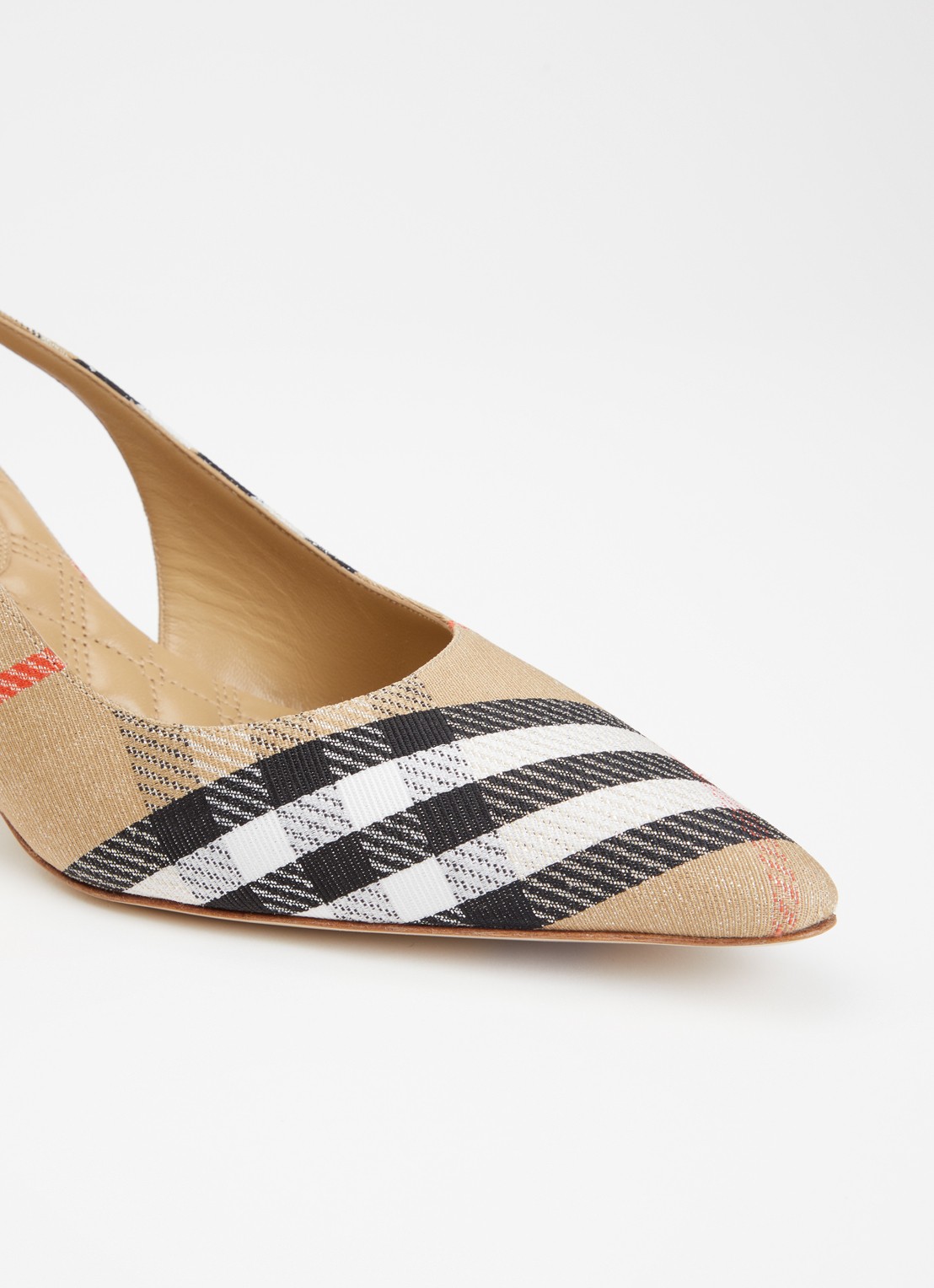 Burberry Check Birdie slingback met ruitdessin en glitter - detail 4 zand