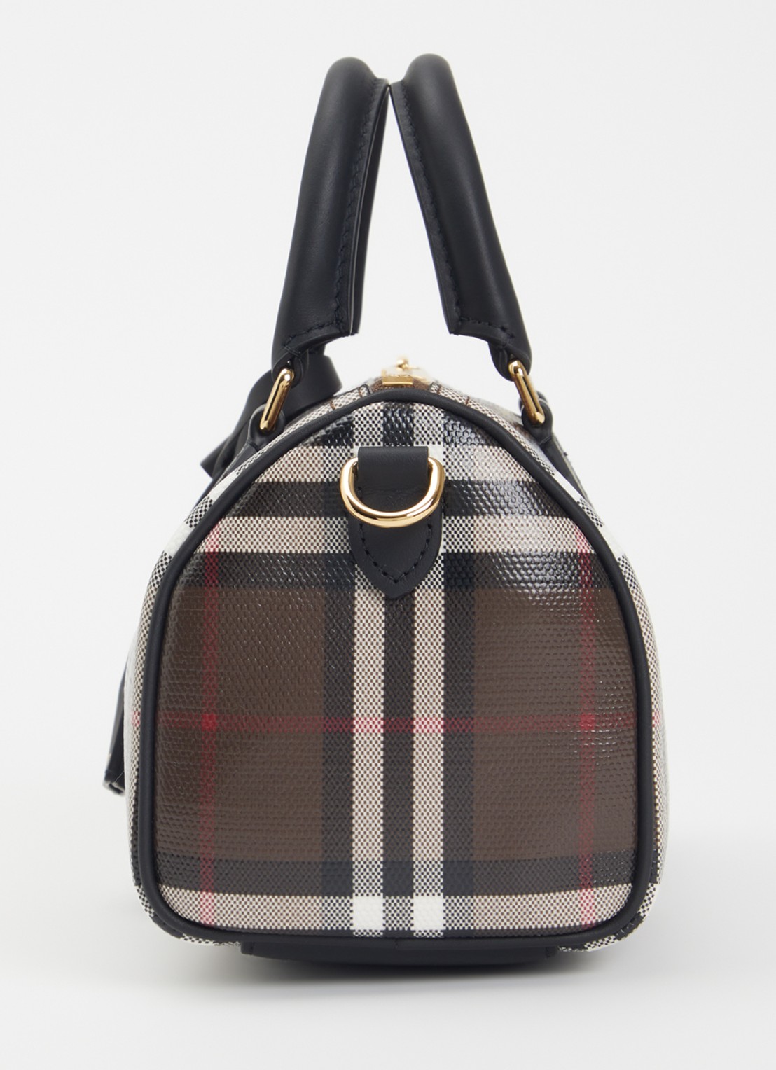 Burberry Check Mini Bowling handtas met kalfsleren details - detail 3 bruin