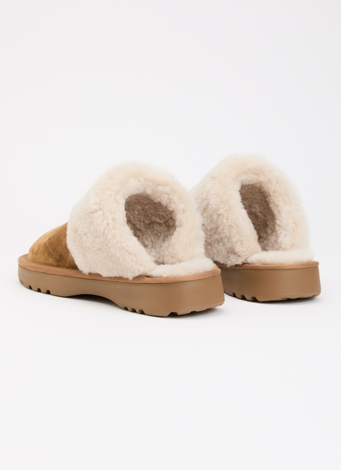 Burberry Check Shearling pantoffel van suède - achterkant 2 beige