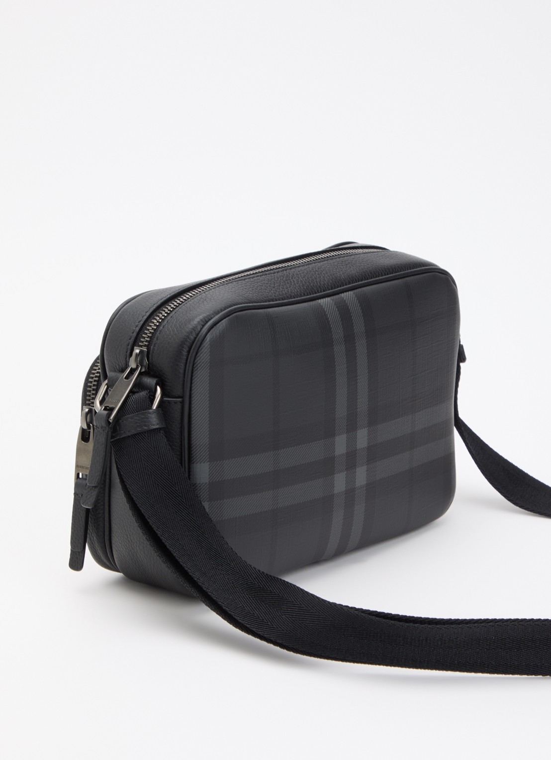 Burberry City Check Pocket crossbodytas met kalfsleren details - achterkant 6 antraciet