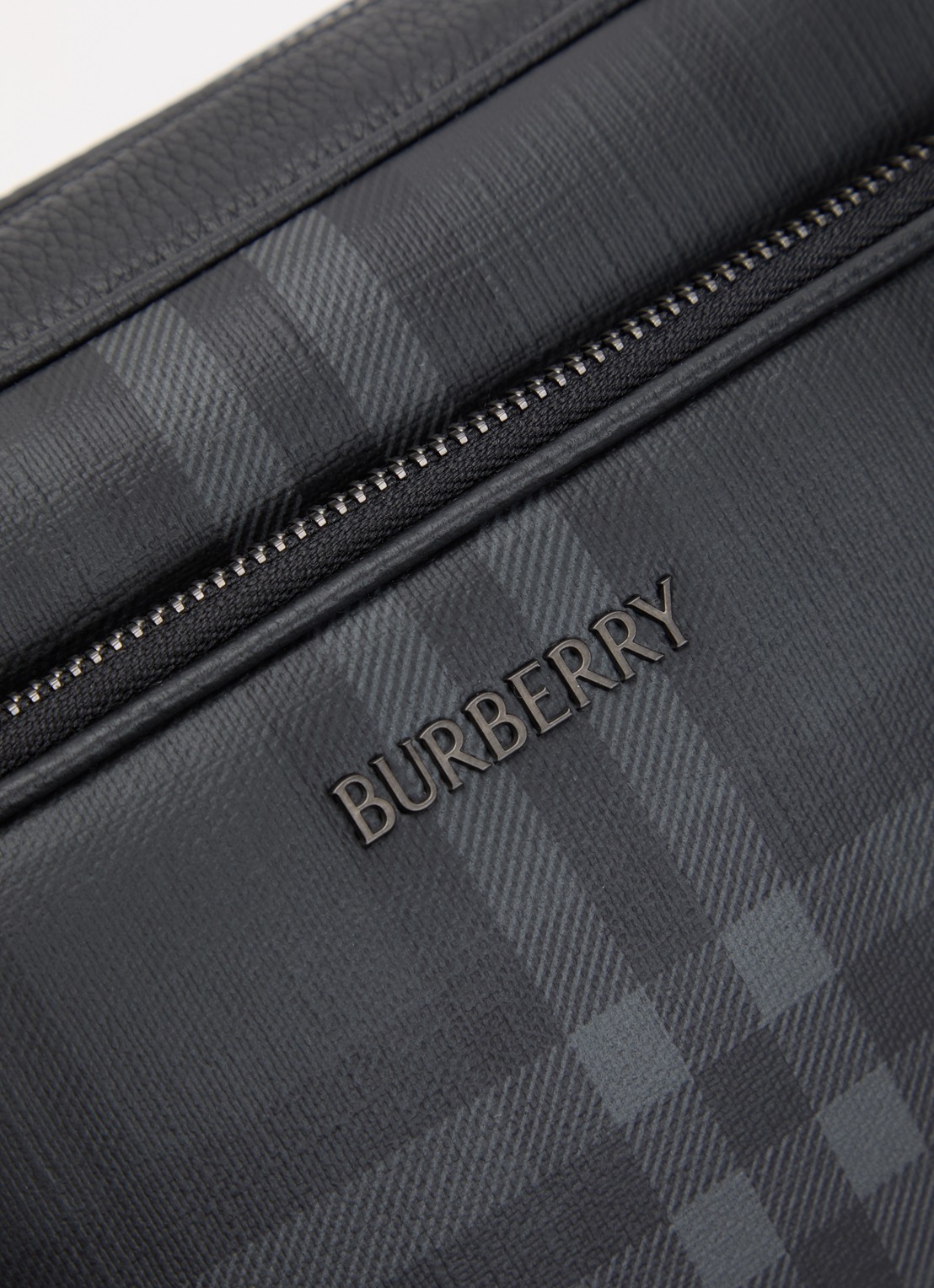 Burberry City Check Pocket crossbodytas met kalfsleren details - detail 4 antraciet