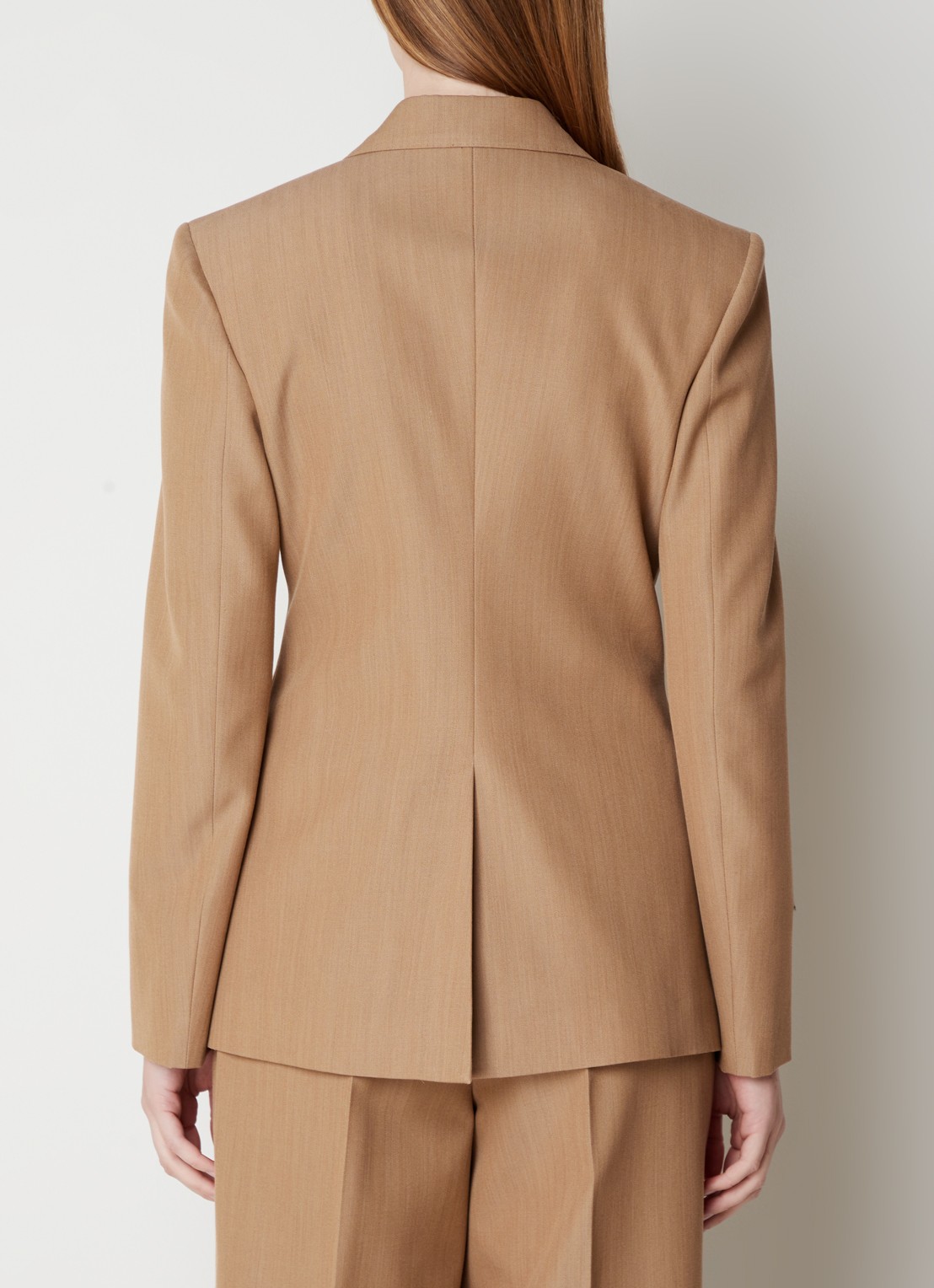 Burberry Claudette blazer in wolblend met klepzakken en schoudervulling - achterkant camel