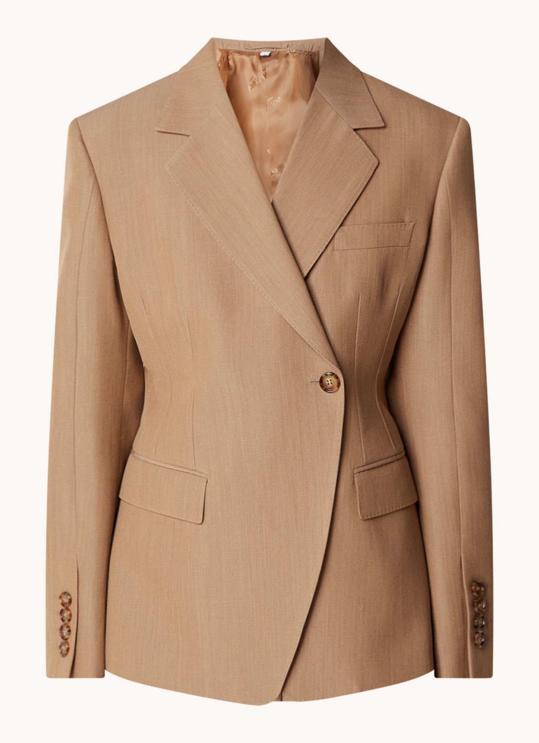 Burberry Claudette blazer in wolblend met klepzakken en schoudervulling - voorkant 4 camel