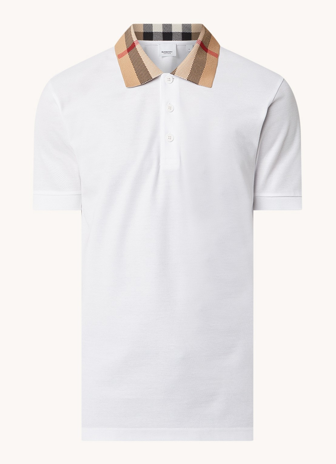 Burberry Cody regular fit polo met logoprint - voorkant 2 wit