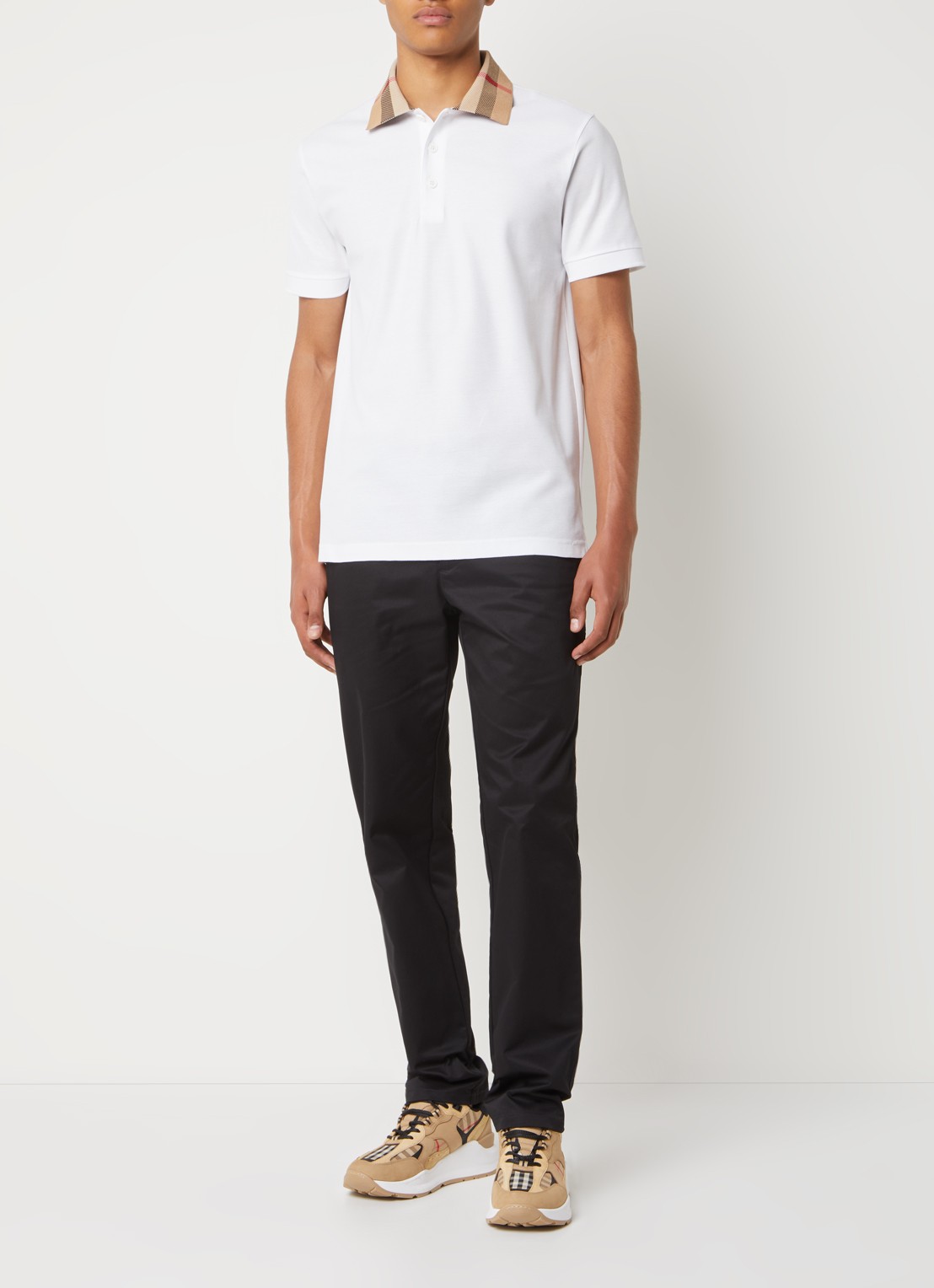 Burberry Cody regular fit polo met logoprint - voorkant 3 wit