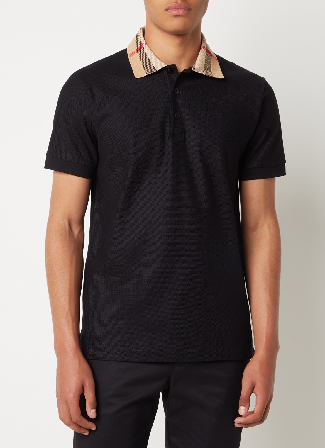Burberry Cody regular fit polo met logoprint - detail 4 zwart