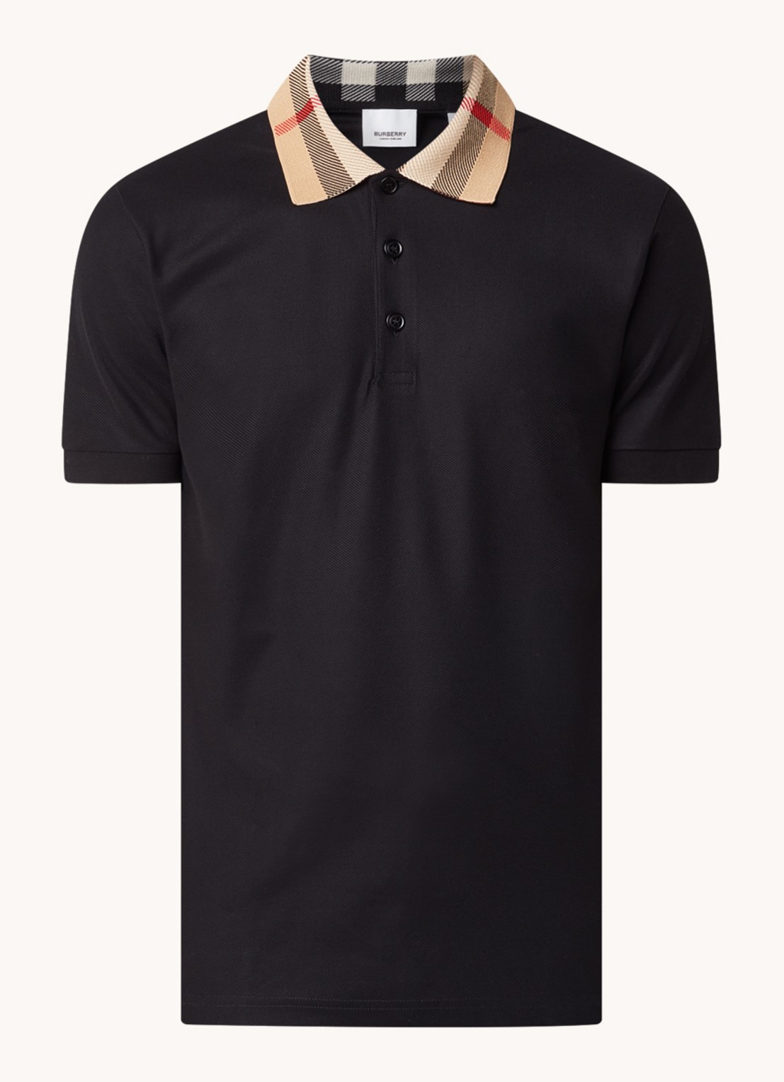 Burberry Cody regular fit polo met logoprint - voorkant zwart