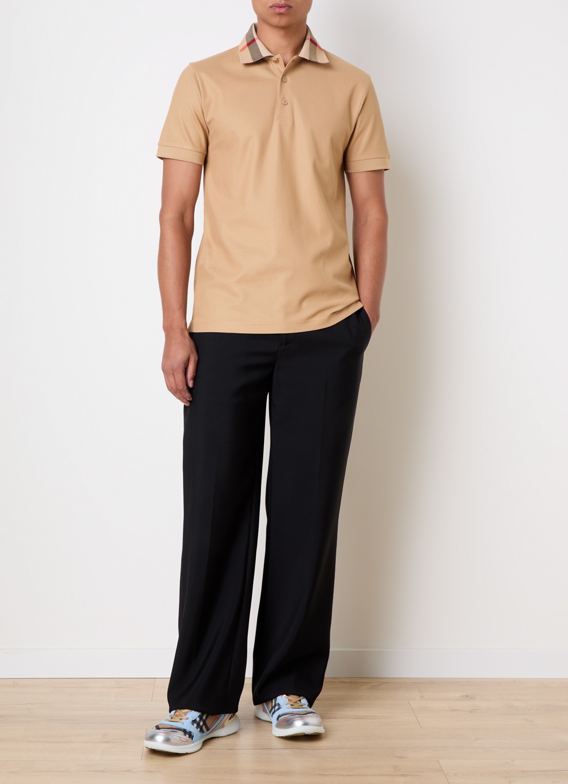 Burberry Cody regular fit polo met logoprint - voorkant 3 camel