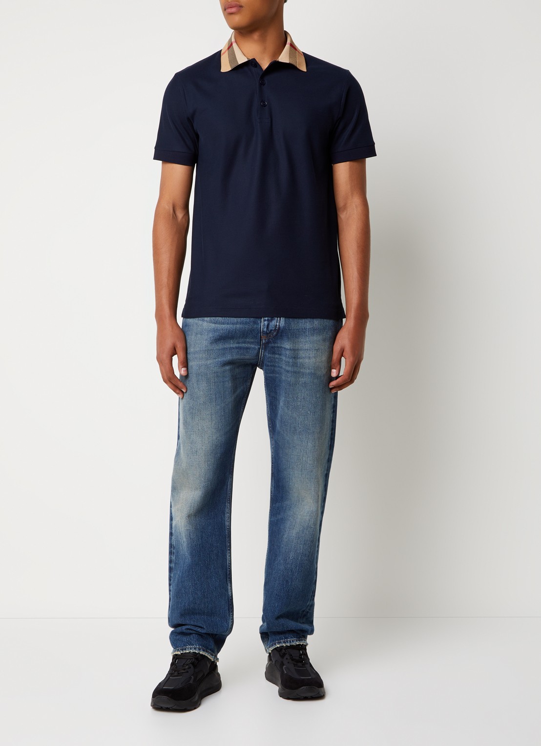 Burberry Cody regular fit polo met logoprint - voorkant 5 blauw